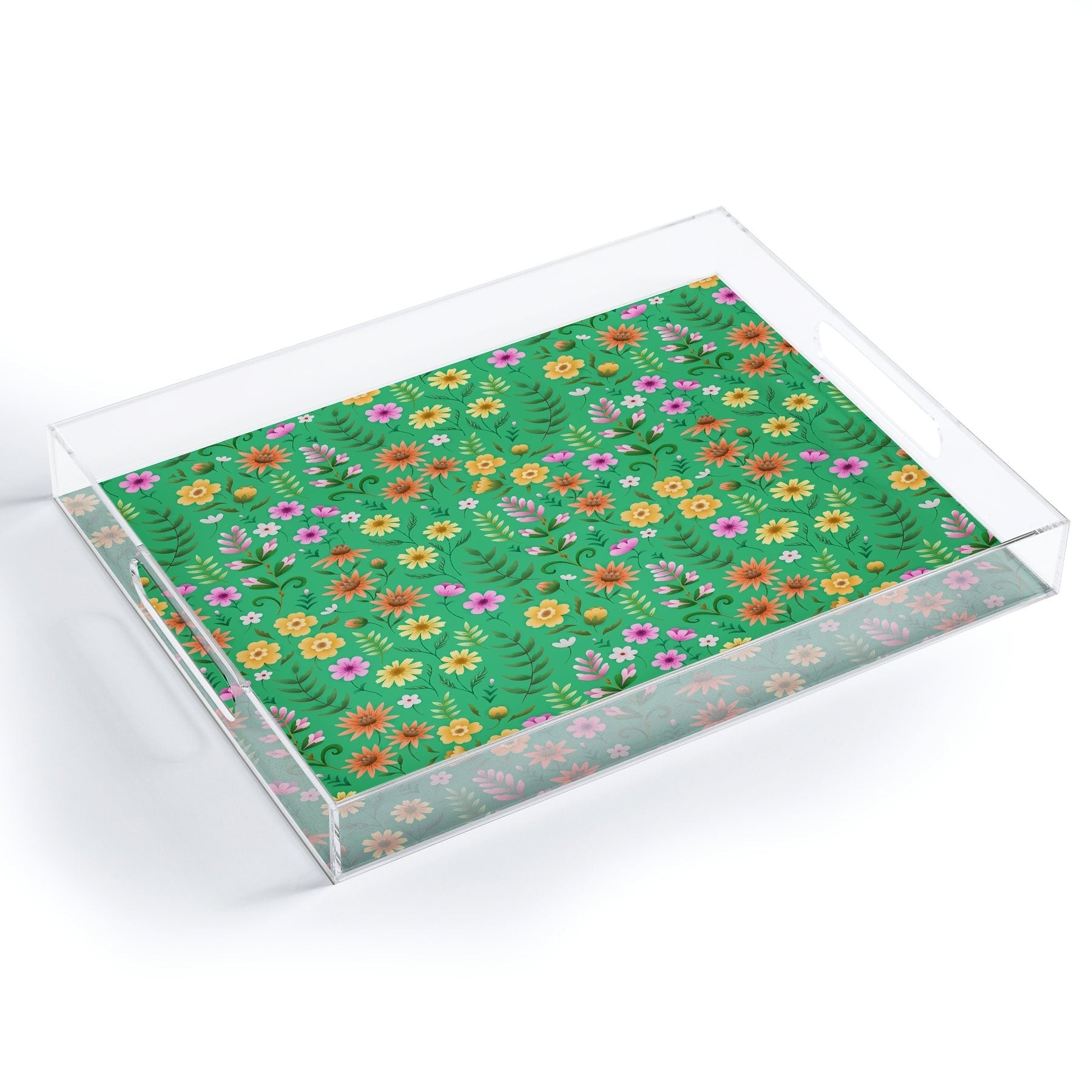 Pimlada Phuapradit Ditsy Spring Floral Green Acrylic Tray