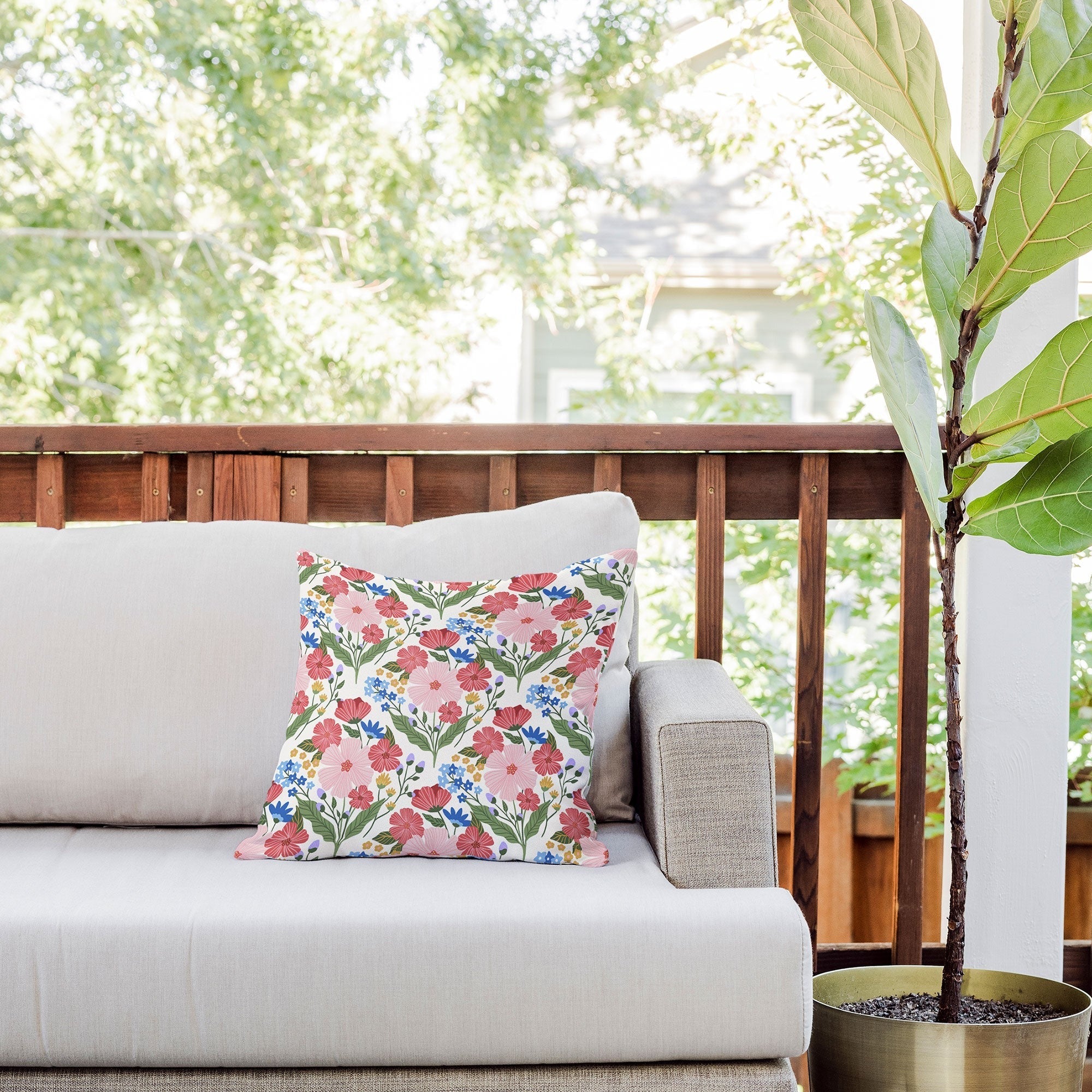 Design by Spark Wild Bloom Flowers Outdoor Throw Pillow