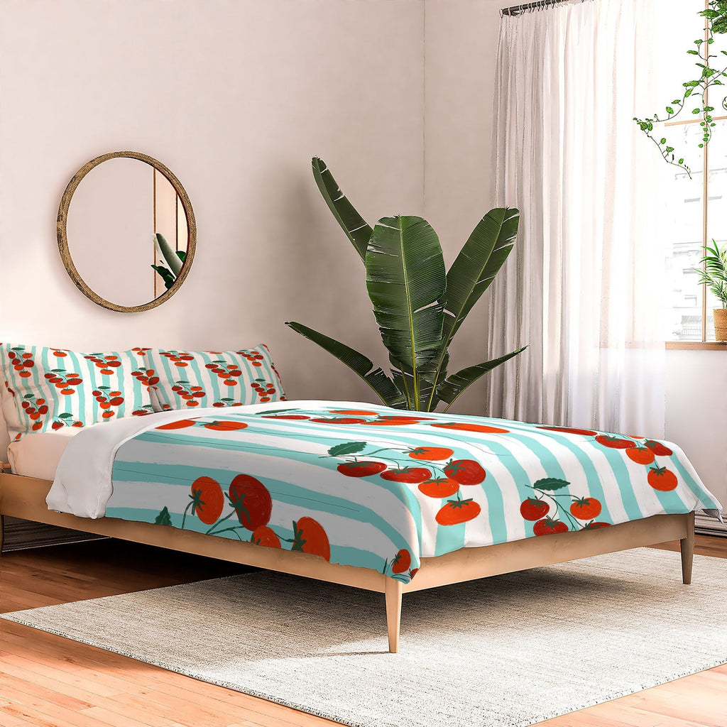 Design by Spark Zesty Tomatoes and Stripes Comforter