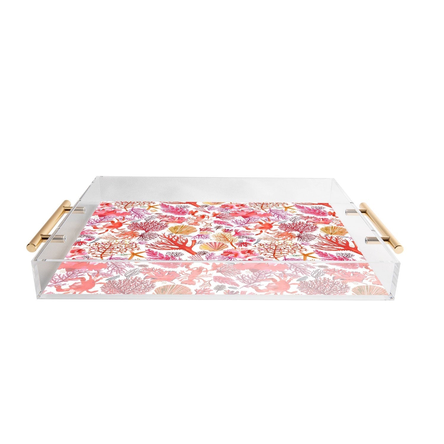 Ninola Design Botanic Retreat Coral Reef Crab Lobster Red Acrylic Tray