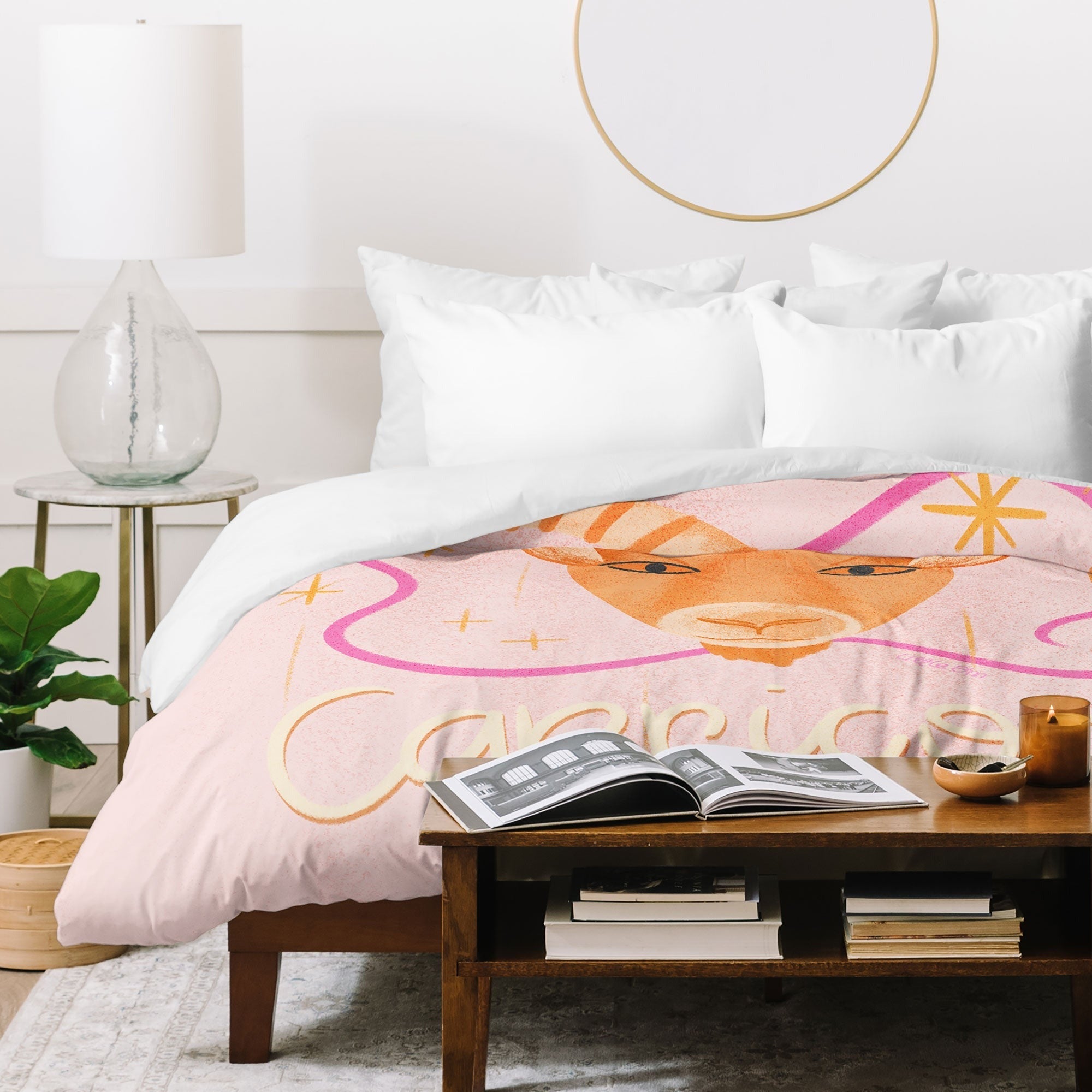 Little Om Zodiac Sign Capricorn Duvet Cover