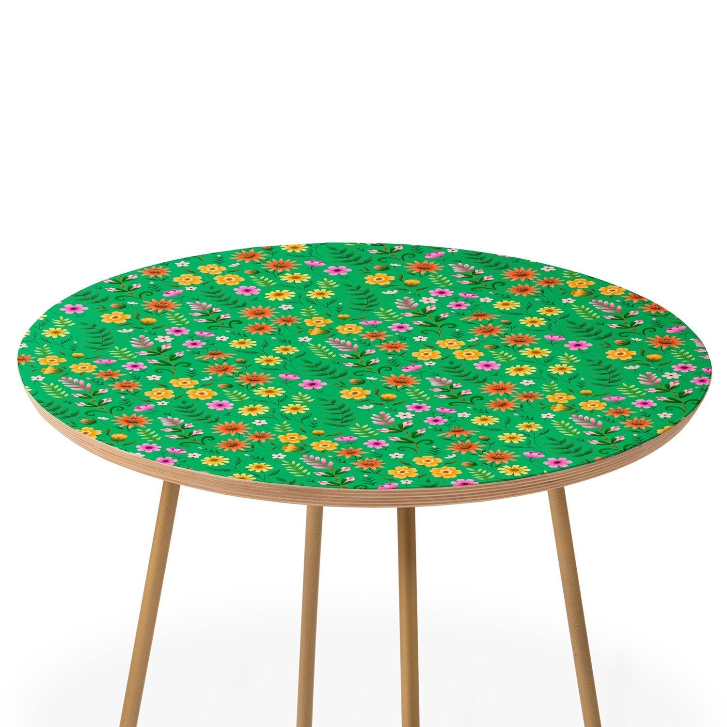 Pimlada Phuapradit Ditsy Spring Floral Green Round Side Table