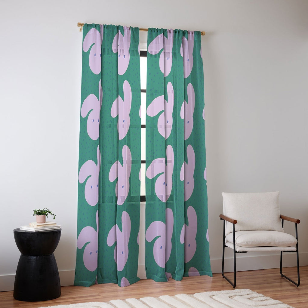 Camilla Foss Pebbles and Rabbit Sheer Window Curtain