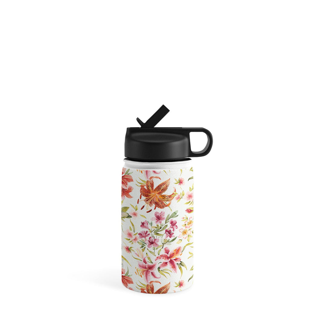 Ninola Design Botanic Retreat Lily Lush Floral Orange Green Water Bottle