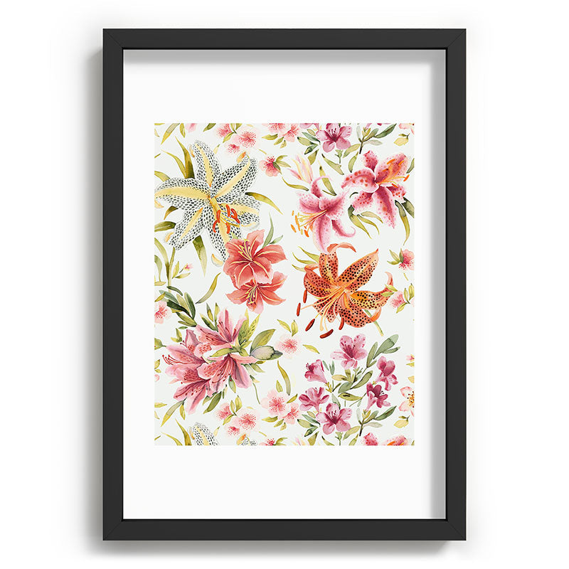 Ninola Design Botanic Retreat Lily Lush Floral Orange Green Recessed Framing Rectangle