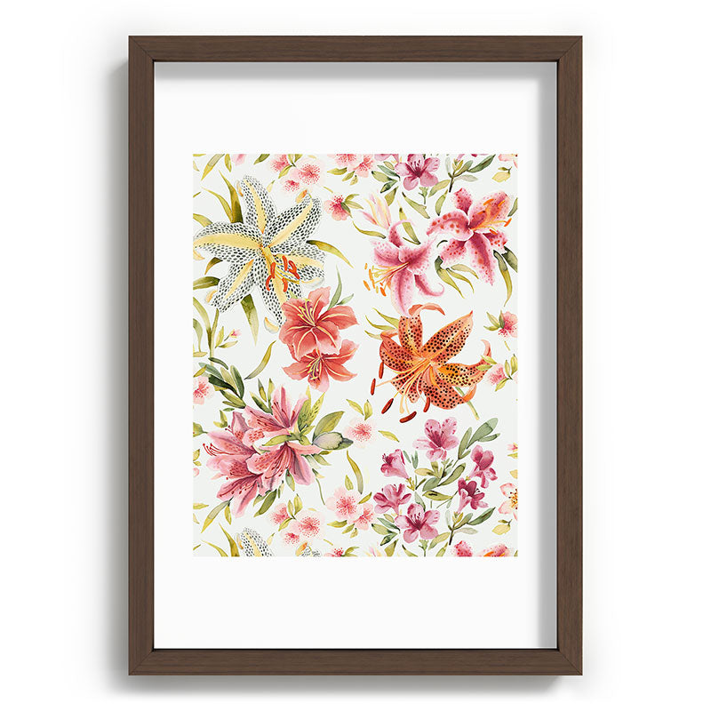 Ninola Design Botanic Retreat Lily Lush Floral Orange Green Recessed Framing Rectangle