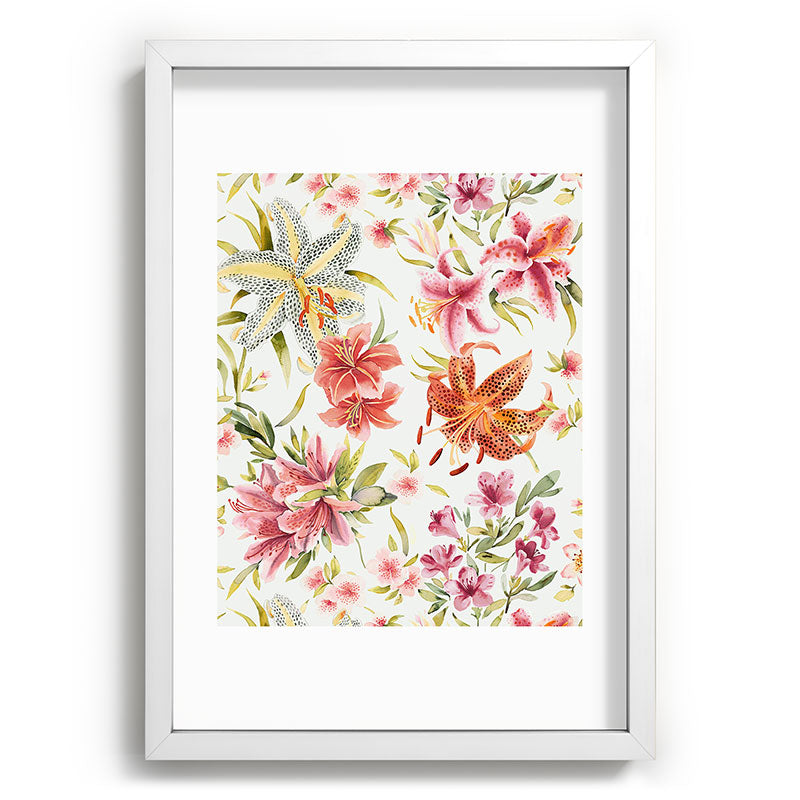 Ninola Design Botanic Retreat Lily Lush Floral Orange Green Recessed Framing Rectangle