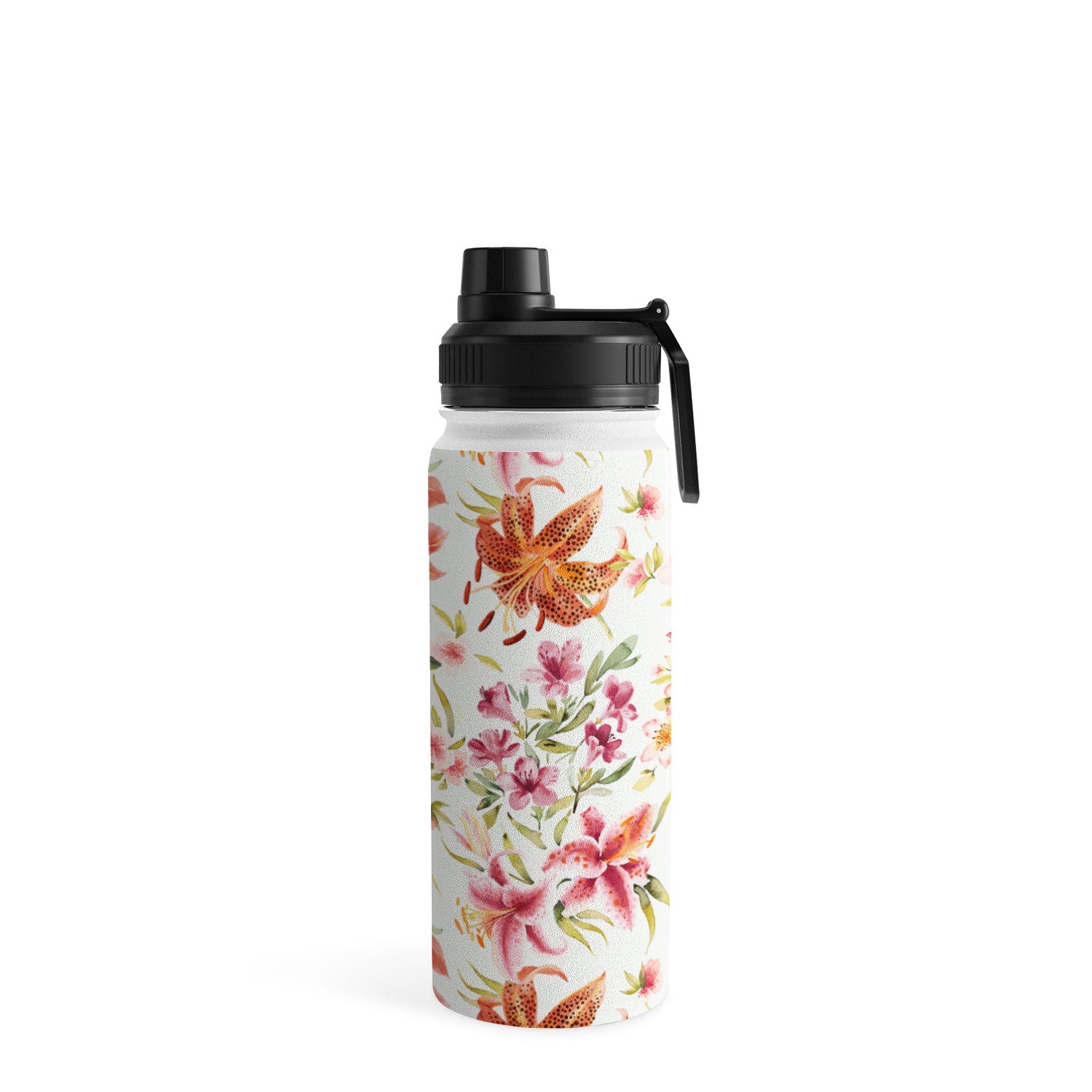 Ninola Design Botanic Retreat Lily Lush Floral Orange Green Water Bottle