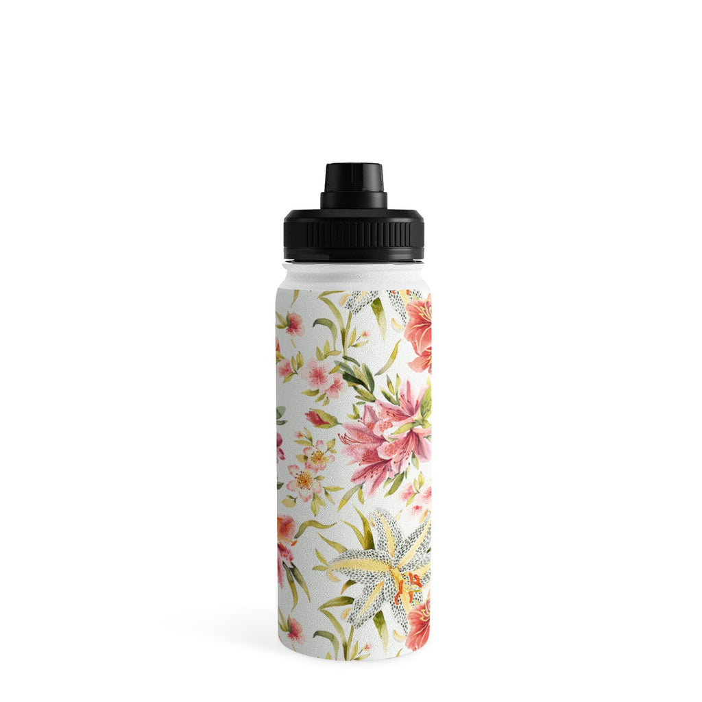 Ninola Design Botanic Retreat Lily Lush Floral Orange Green Water Bottle