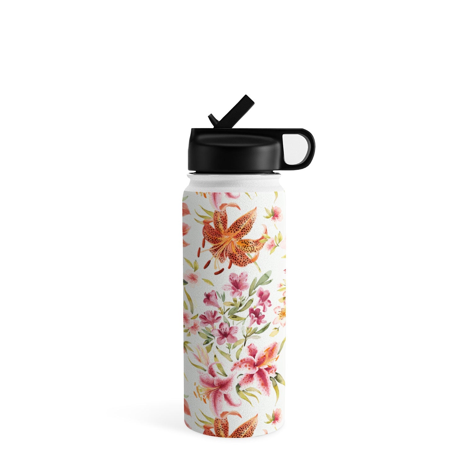 Ninola Design Botanic Retreat Lily Lush Floral Orange Green Water Bottle
