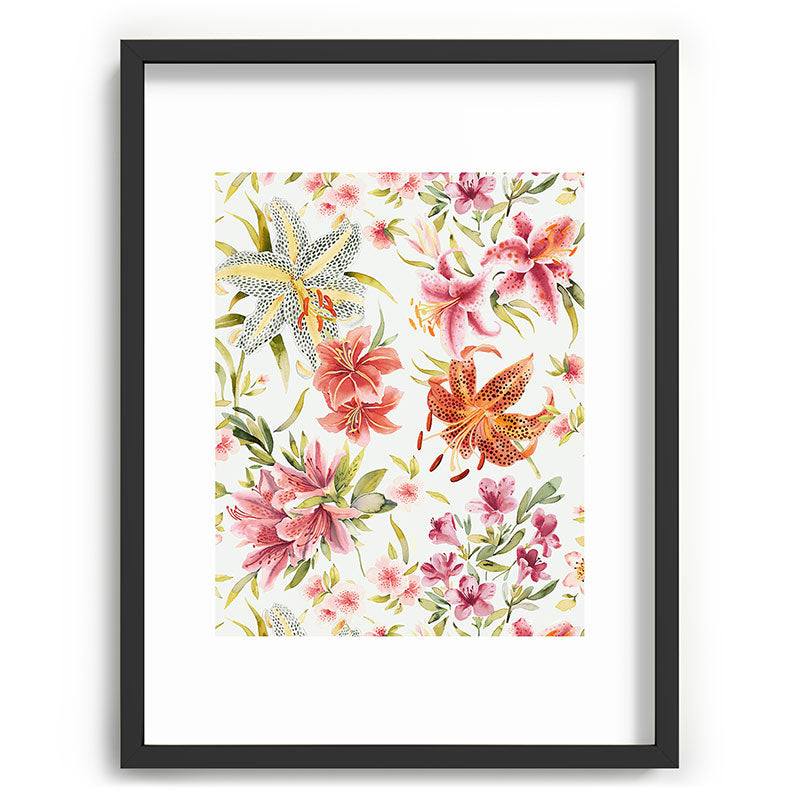 Ninola Design Botanic Retreat Lily Lush Floral Orange Green Recessed Framing Rectangle