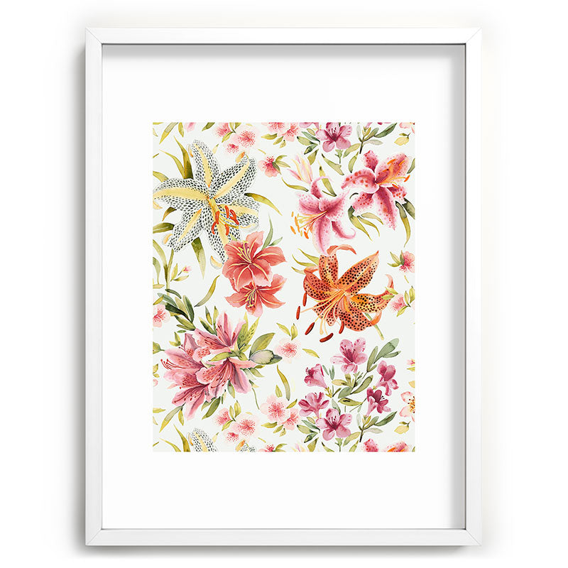 Ninola Design Botanic Retreat Lily Lush Floral Orange Green Recessed Framing Rectangle