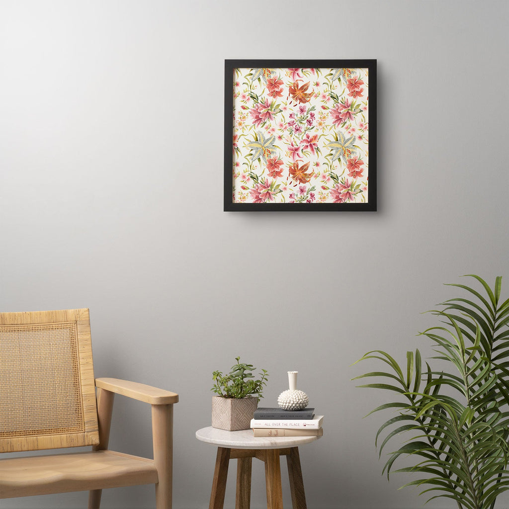 Ninola Design Botanic Retreat Lily Lush Floral Orange Green Framed Wall Art