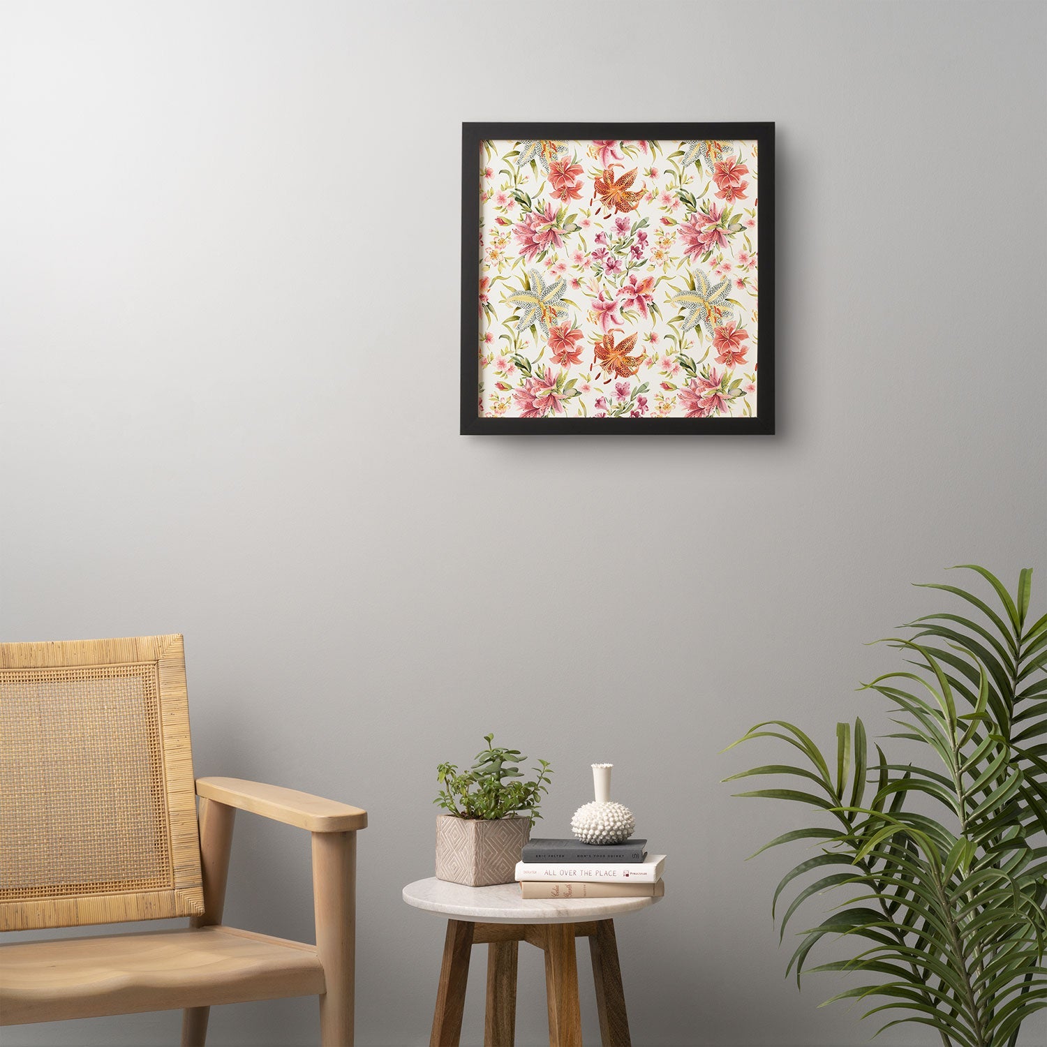 Ninola Design Botanic Retreat Lily Lush Floral Orange Green Framed Wall Art