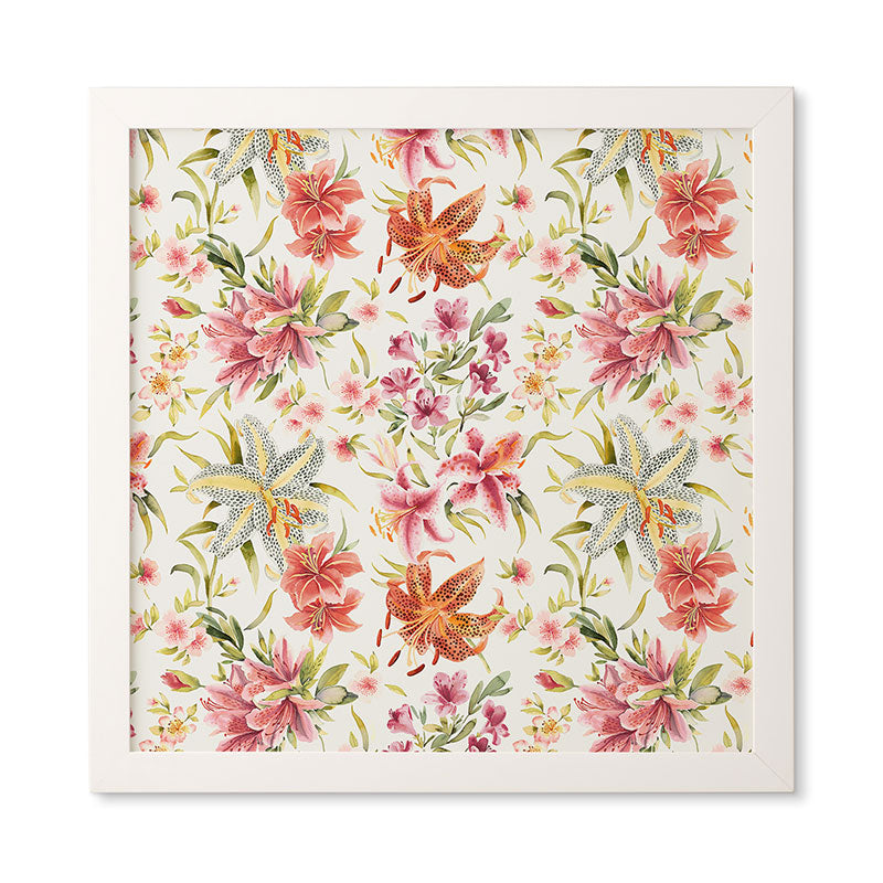 Ninola Design Botanic Retreat Lily Lush Floral Orange Green Framed Wall Art