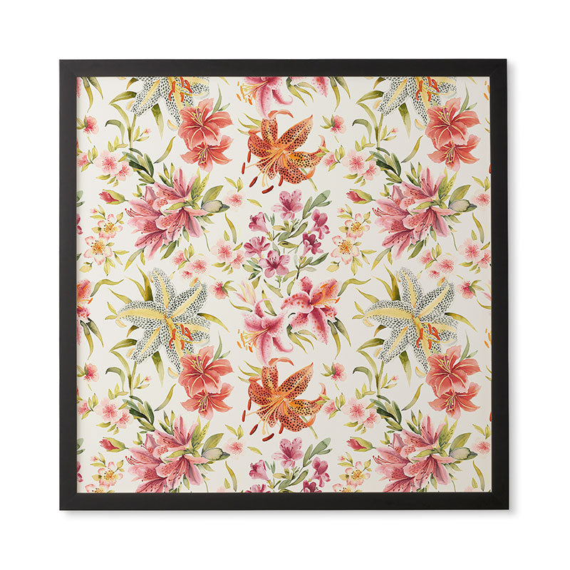 Ninola Design Botanic Retreat Lily Lush Floral Orange Green Framed Wall Art