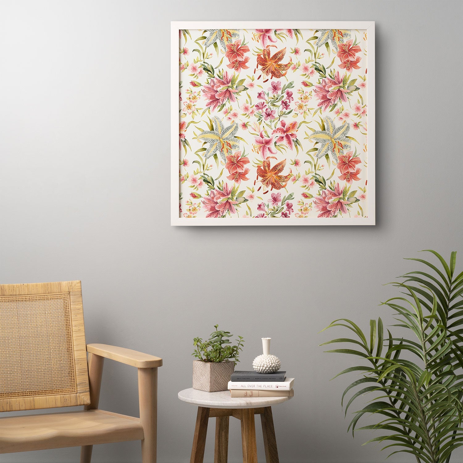Ninola Design Botanic Retreat Lily Lush Floral Orange Green Framed Wall Art
