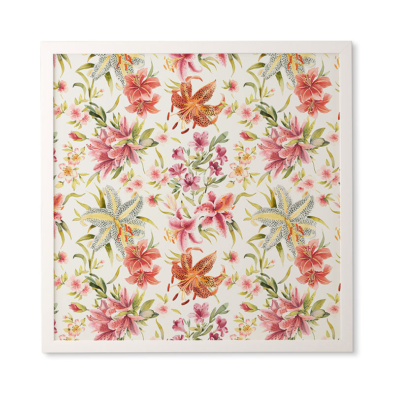 Ninola Design Botanic Retreat Lily Lush Floral Orange Green Framed Wall Art