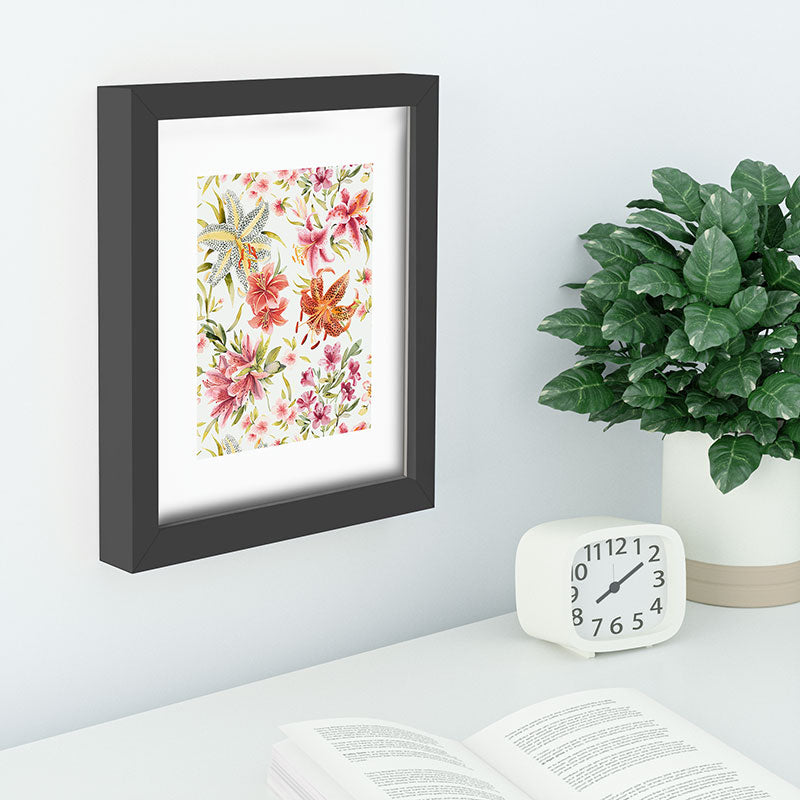 Ninola Design Botanic Retreat Lily Lush Floral Orange Green Recessed Framing Rectangle