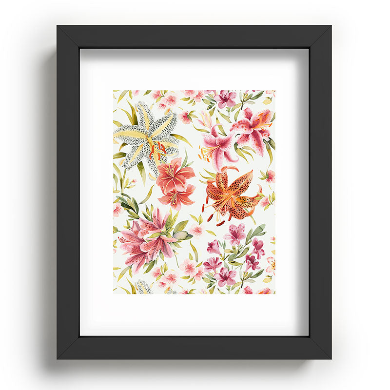 Ninola Design Botanic Retreat Lily Lush Floral Orange Green Recessed Framing Rectangle