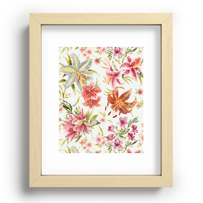 Ninola Design Botanic Retreat Lily Lush Floral Orange Green Recessed Framing Rectangle
