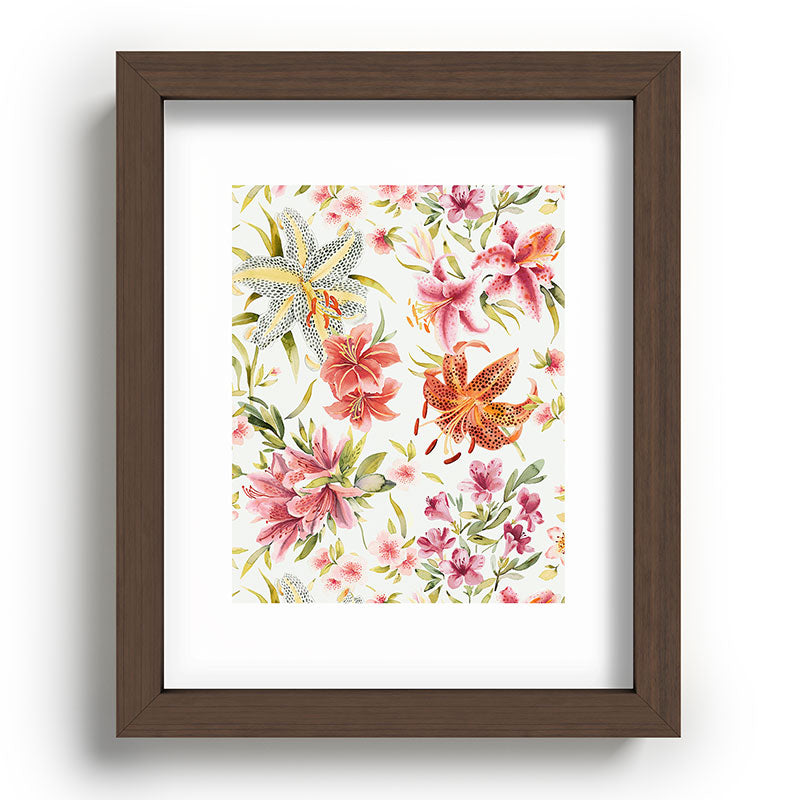 Ninola Design Botanic Retreat Lily Lush Floral Orange Green Recessed Framing Rectangle