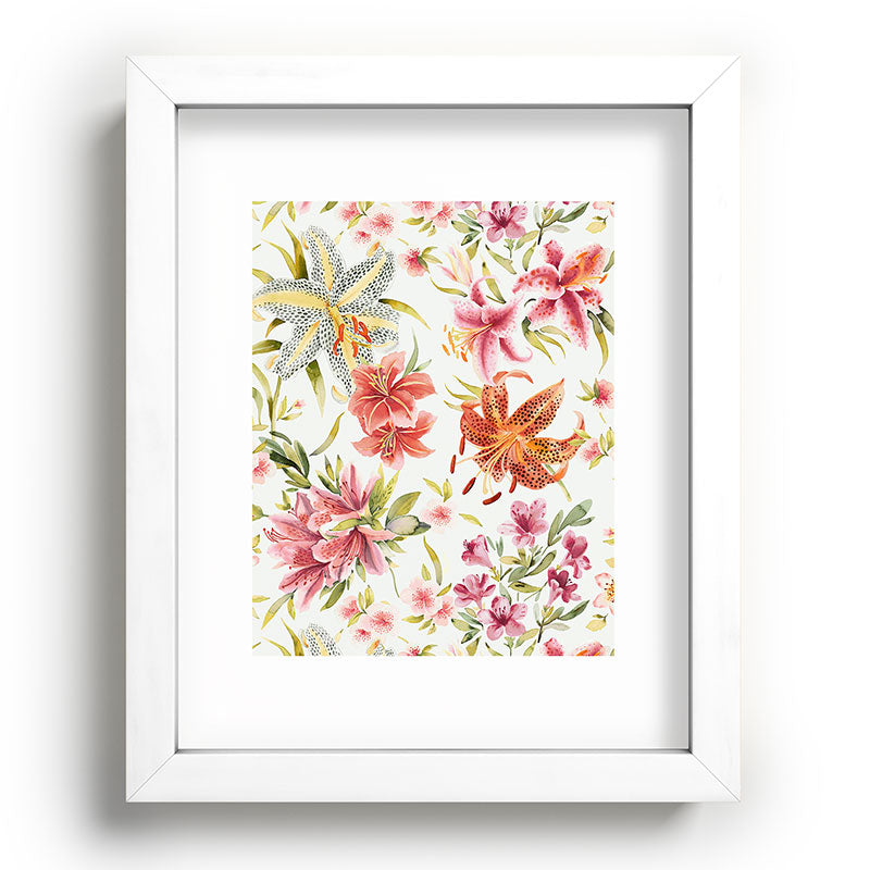Ninola Design Botanic Retreat Lily Lush Floral Orange Green Recessed Framing Rectangle