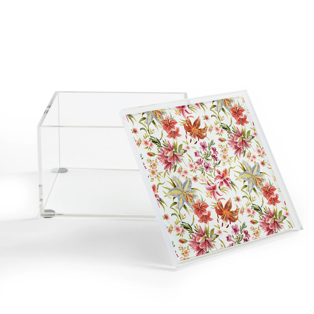 Ninola Design Botanic Retreat Lily Lush Floral Orange Green Acrylic Box