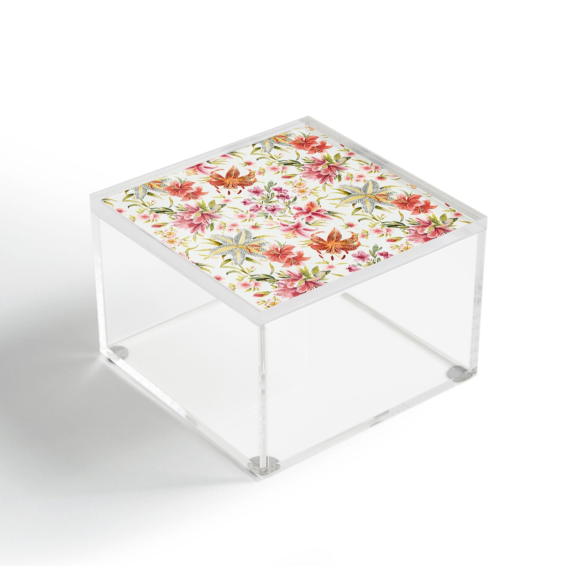 Ninola Design Botanic Retreat Lily Lush Floral Orange Green Acrylic Box