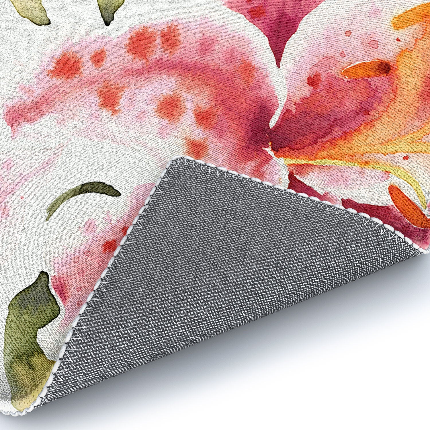 Ninola Design Botanic Retreat Lily Lush Floral Orange Green Area Rug