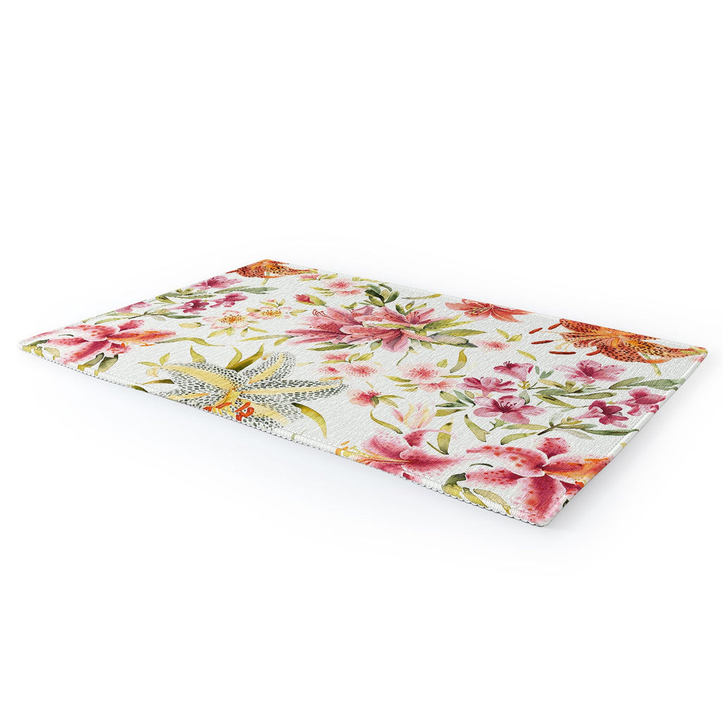 Ninola Design Botanic Retreat Lily Lush Floral Orange Green Area Rug
