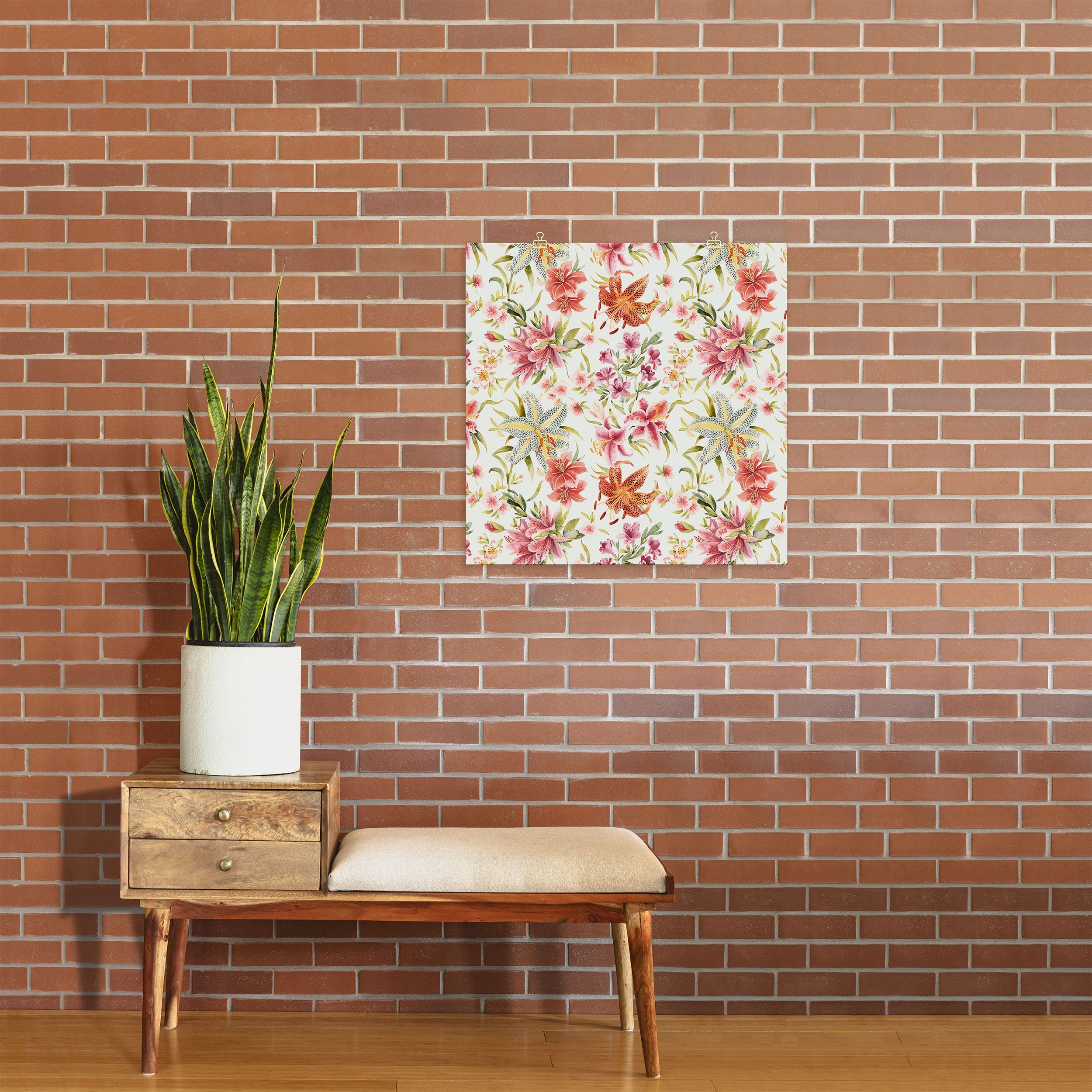 Ninola Design Botanic Retreat Lily Lush Floral Orange Green Art Print