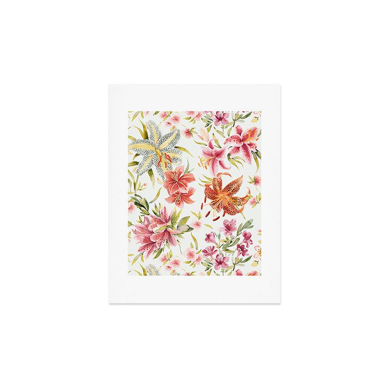 Ninola Design Botanic Retreat Lily Lush Floral Orange Green Art Print
