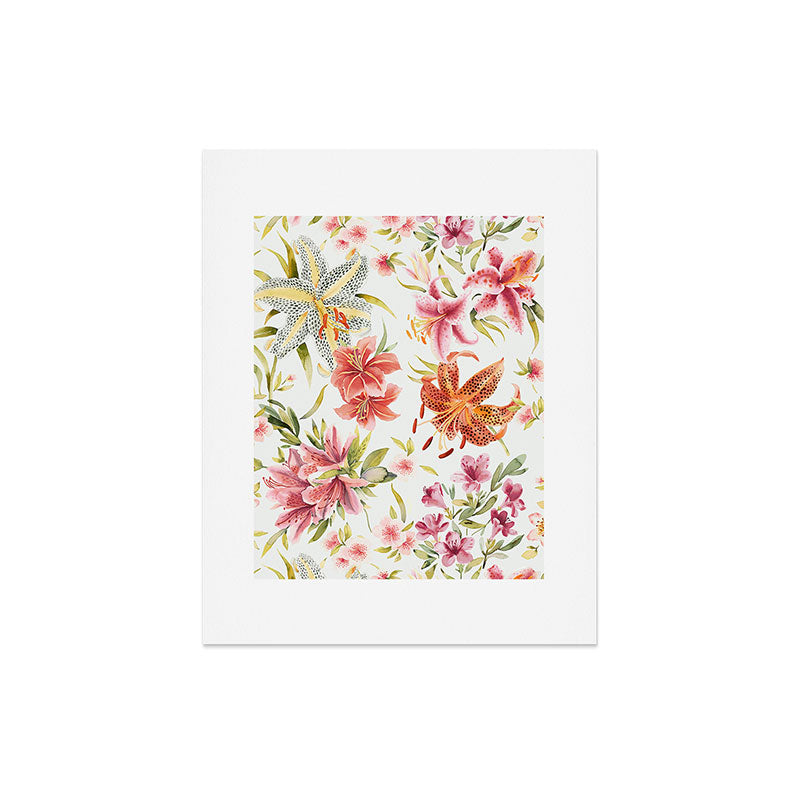 Ninola Design Botanic Retreat Lily Lush Floral Orange Green Art Print