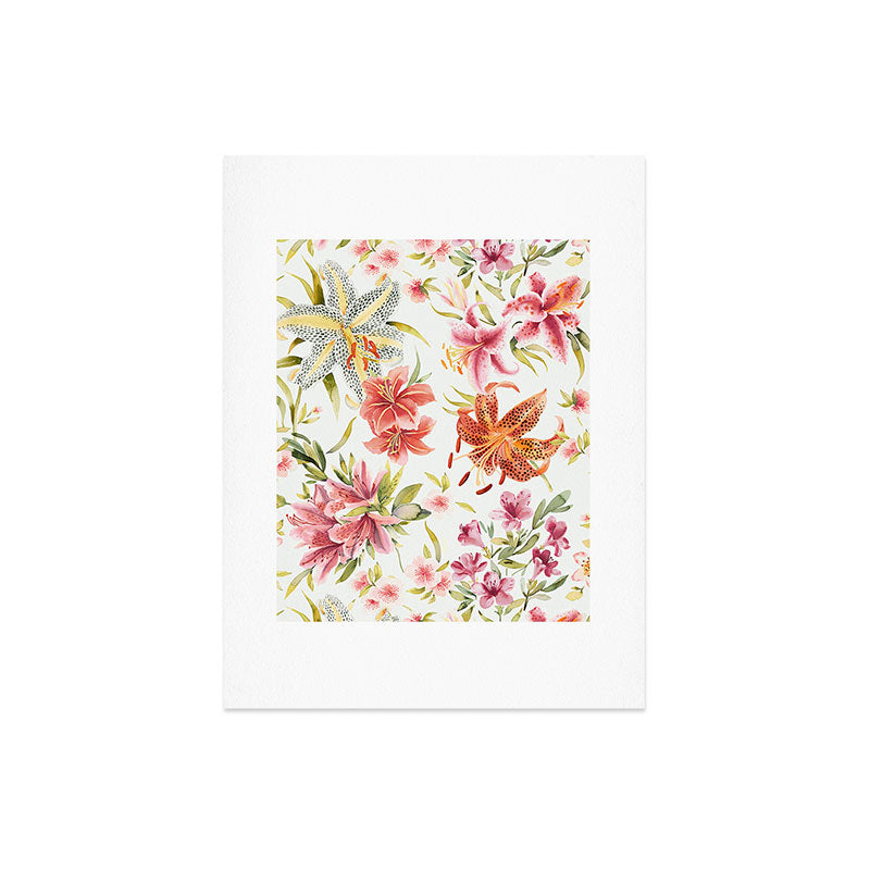Ninola Design Botanic Retreat Lily Lush Floral Orange Green Art Print