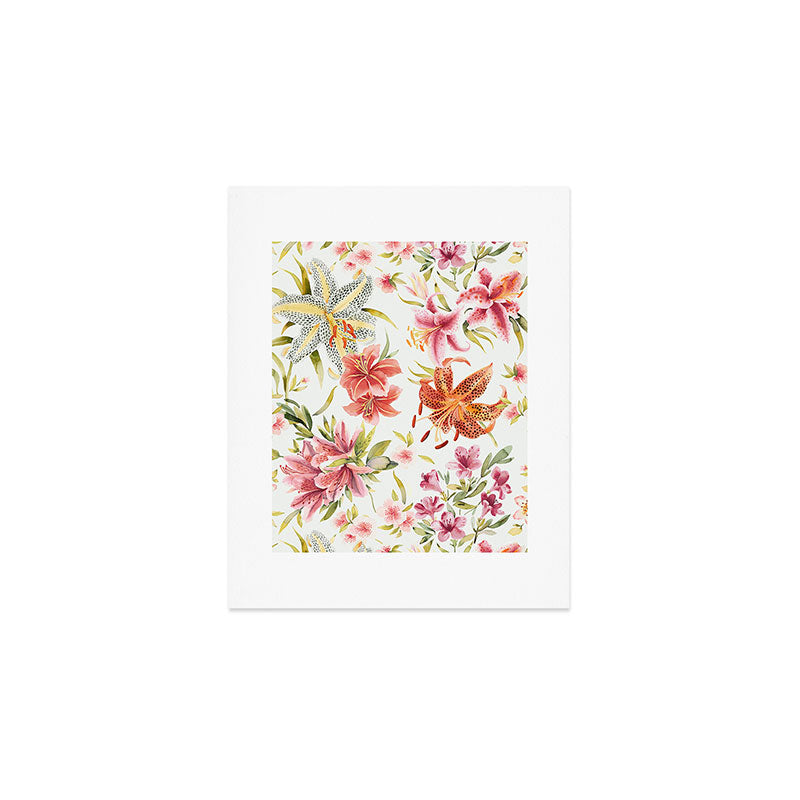 Ninola Design Botanic Retreat Lily Lush Floral Orange Green Art Print