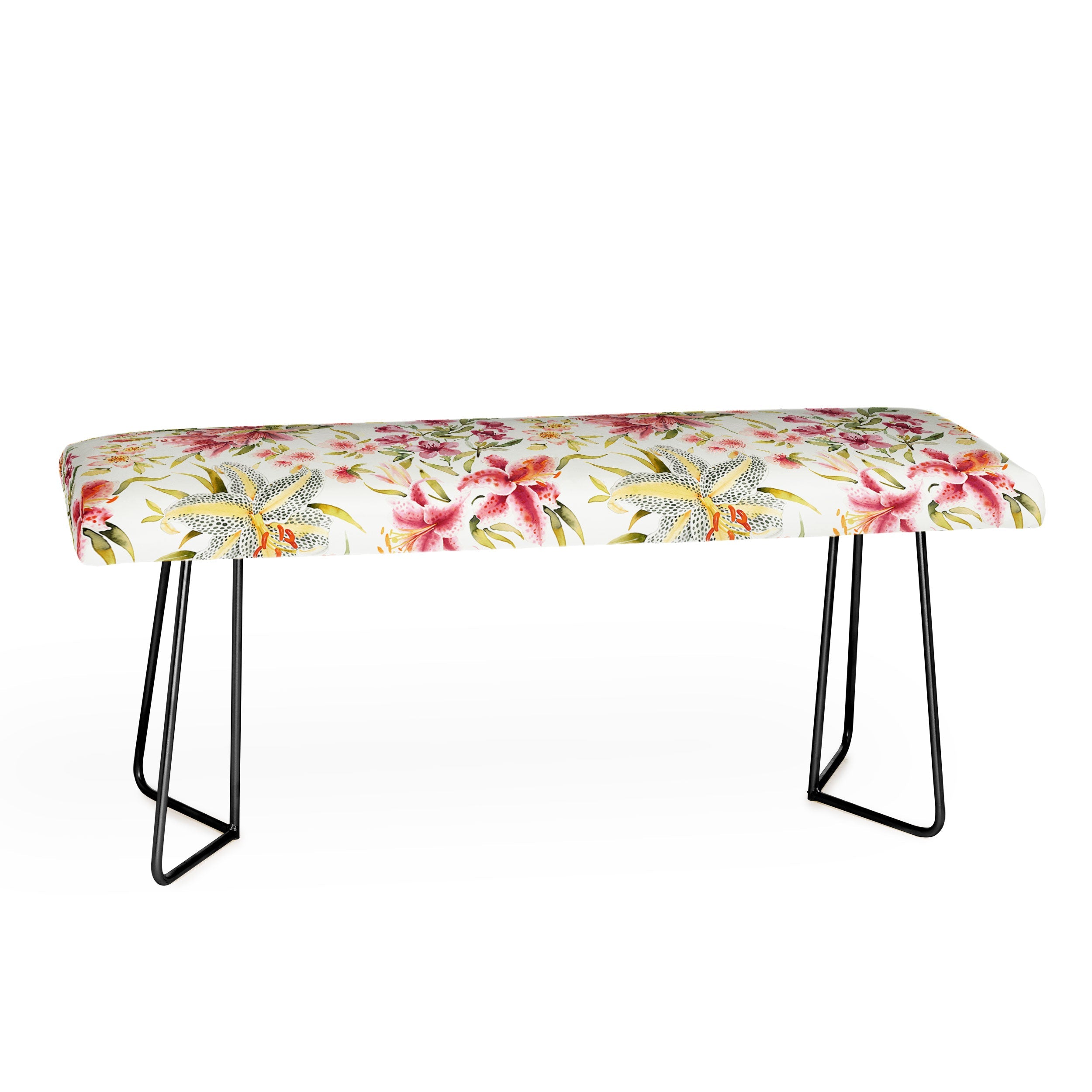 Ninola Design Botanic Retreat Lily Lush Floral Orange Green Bench