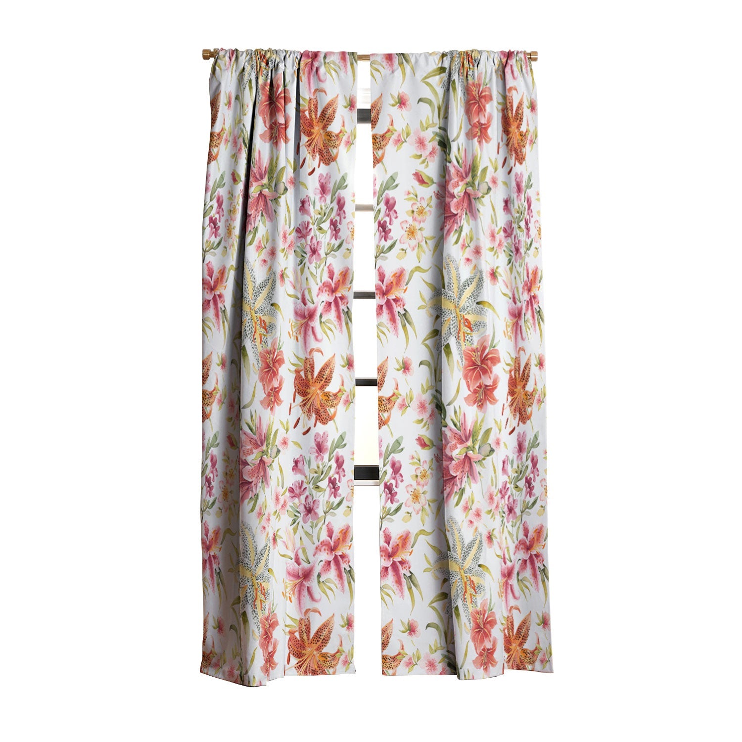 Ninola Design Botanic Retreat Lily Lush Floral Orange Green Blackout Non Repeat