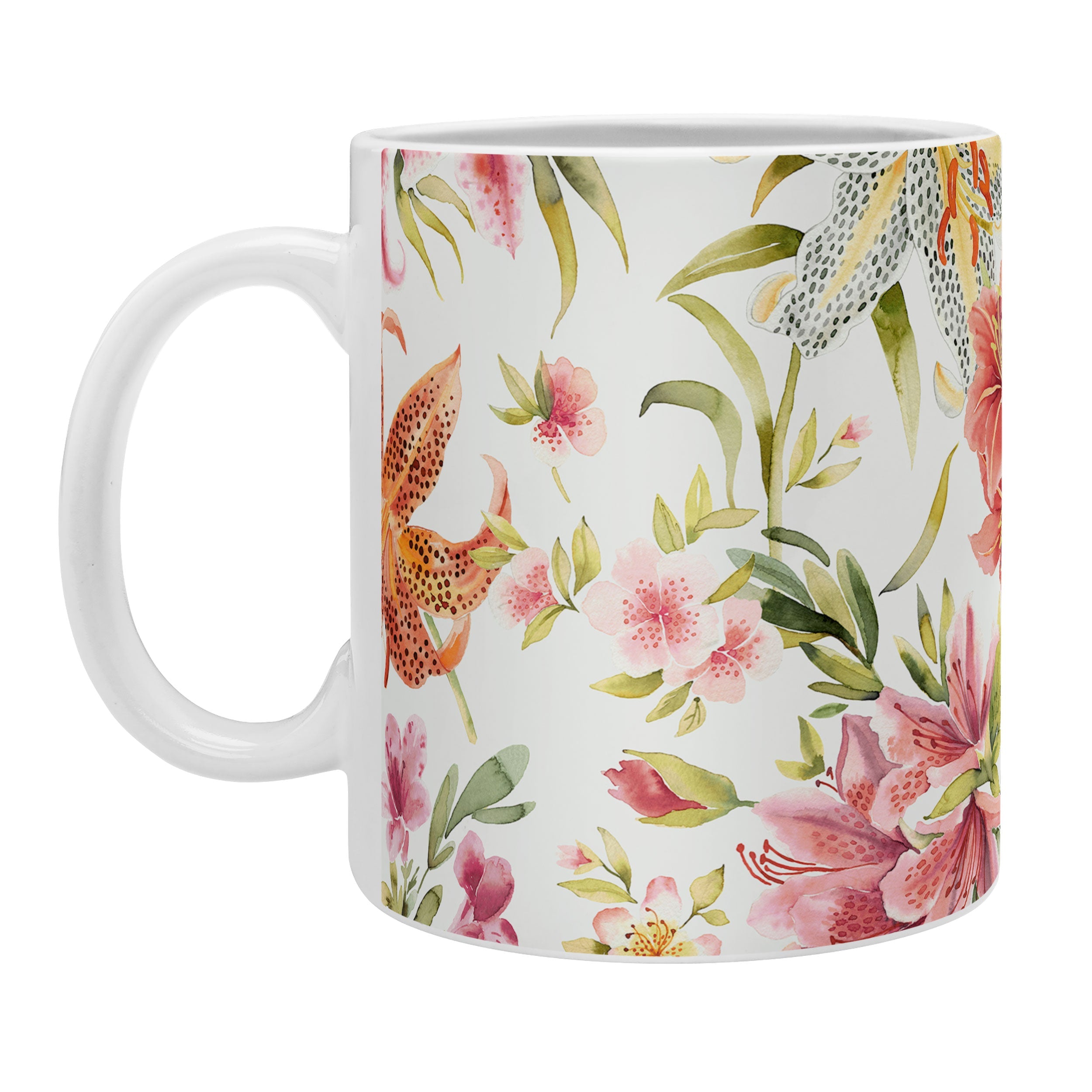Ninola Design Botanic Retreat Lily Lush Floral Orange Green Coffee Mug