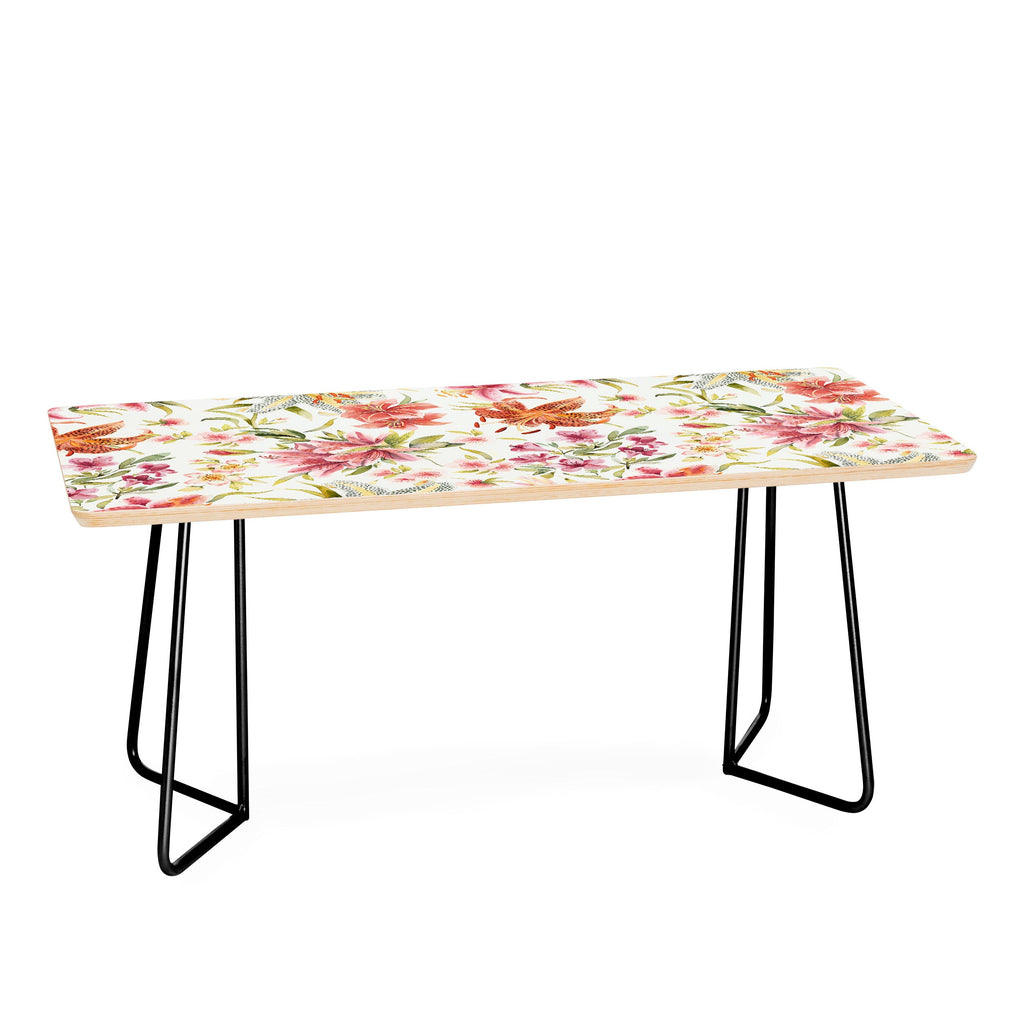 Ninola Design Botanic Retreat Lily Lush Floral Orange Green Coffee Table
