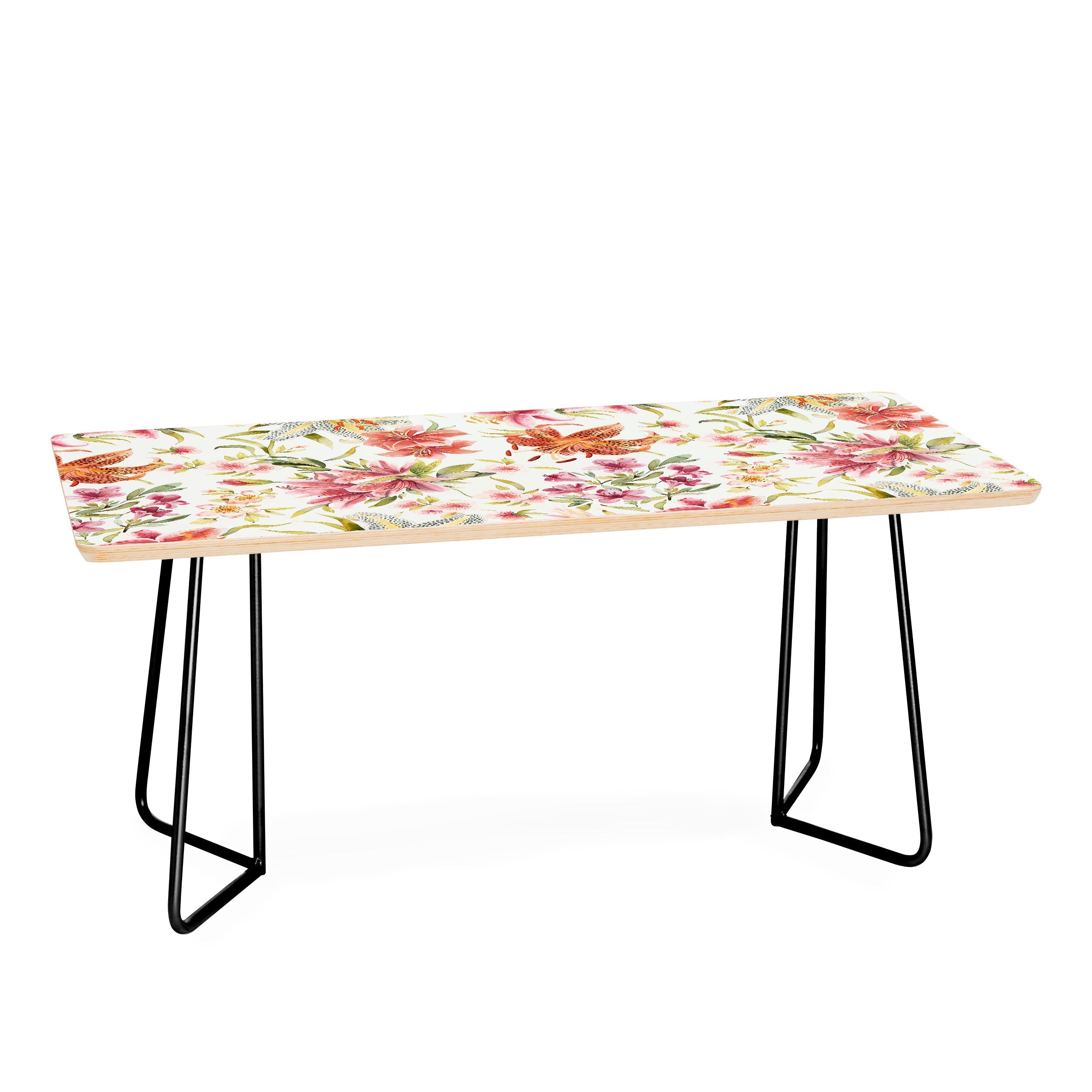 Ninola Design Botanic Retreat Lily Lush Floral Orange Green Coffee Table