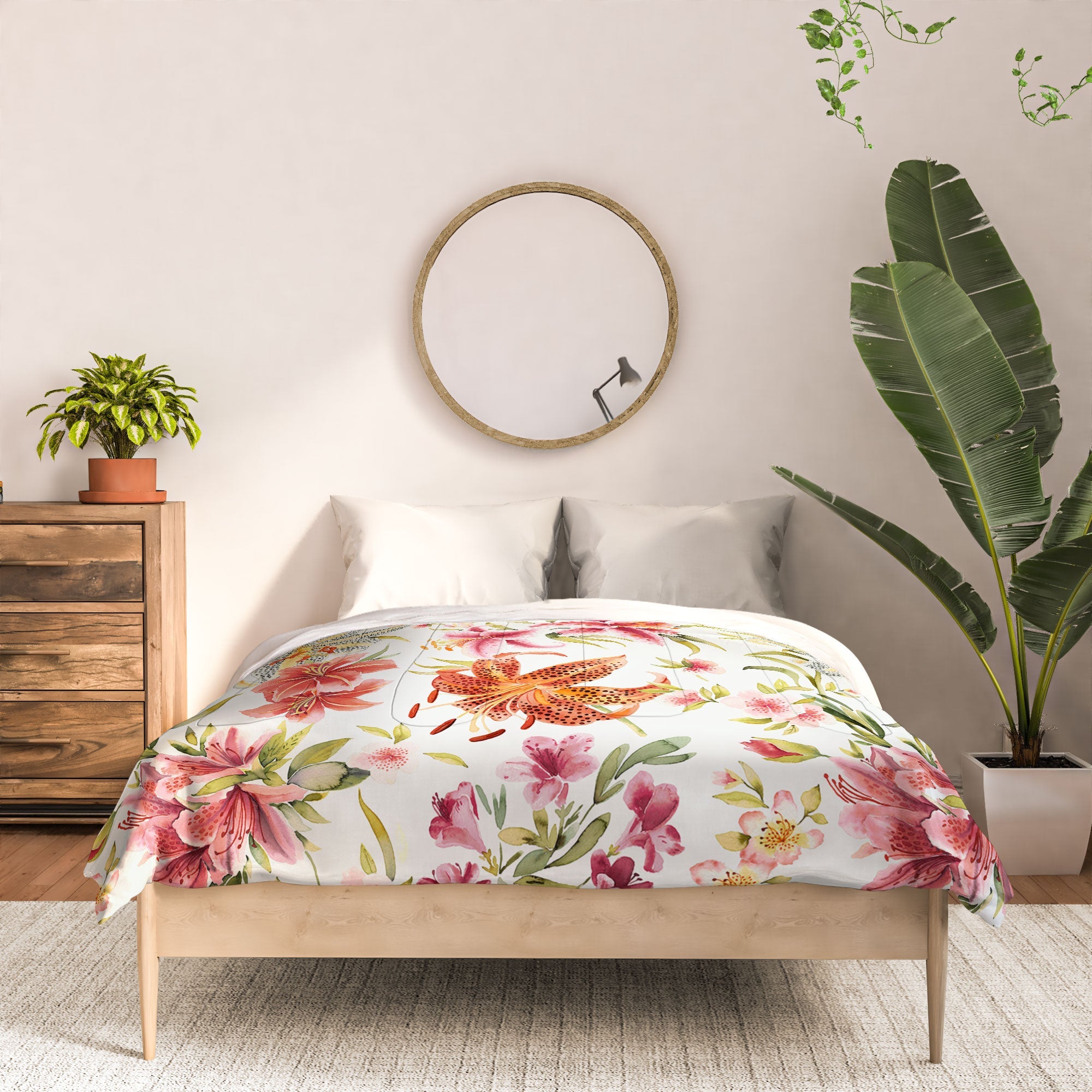 Ninola Design Botanic Retreat Lily Lush Floral Orange Green Comforter