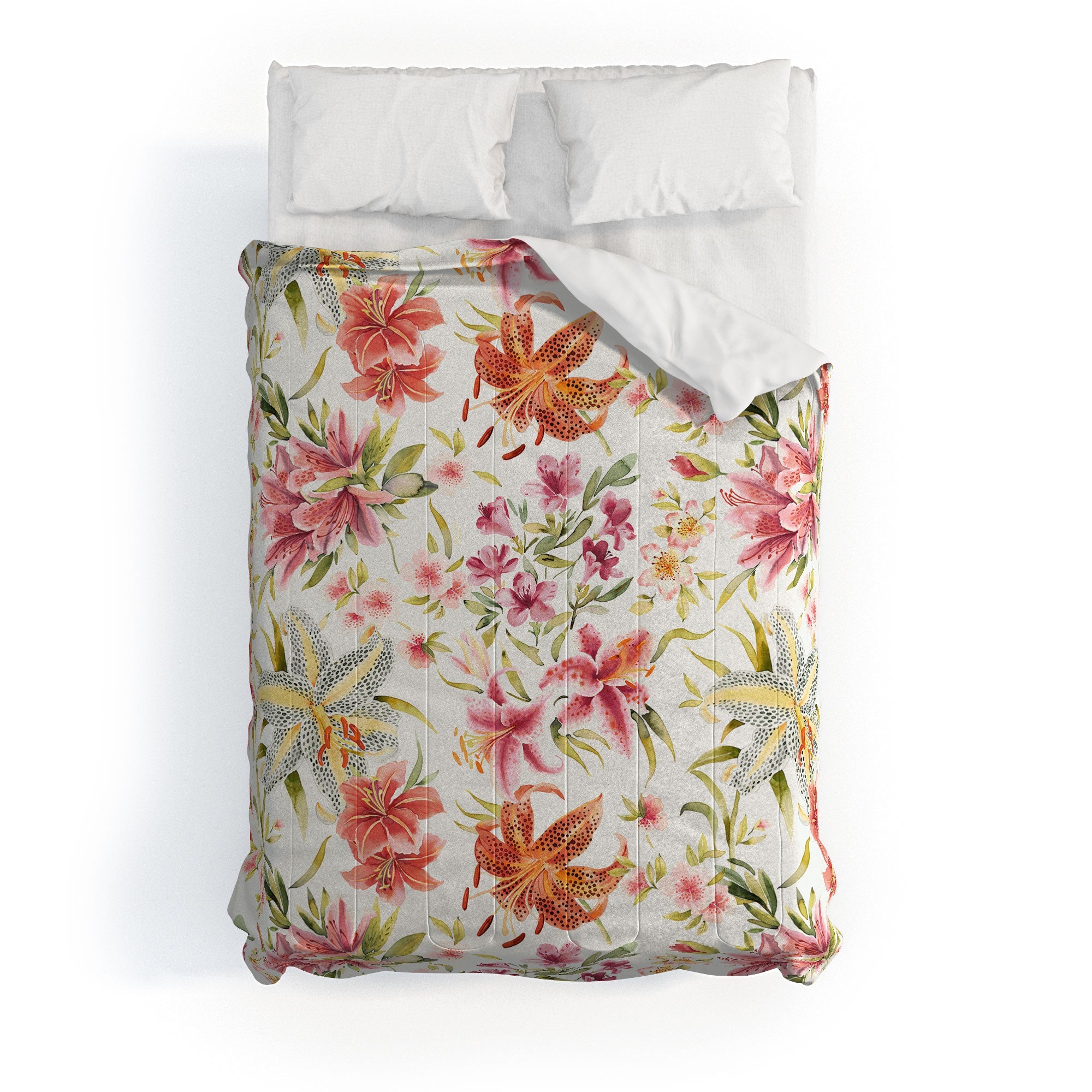 Ninola Design Botanic Retreat Lily Lush Floral Orange Green Comforter