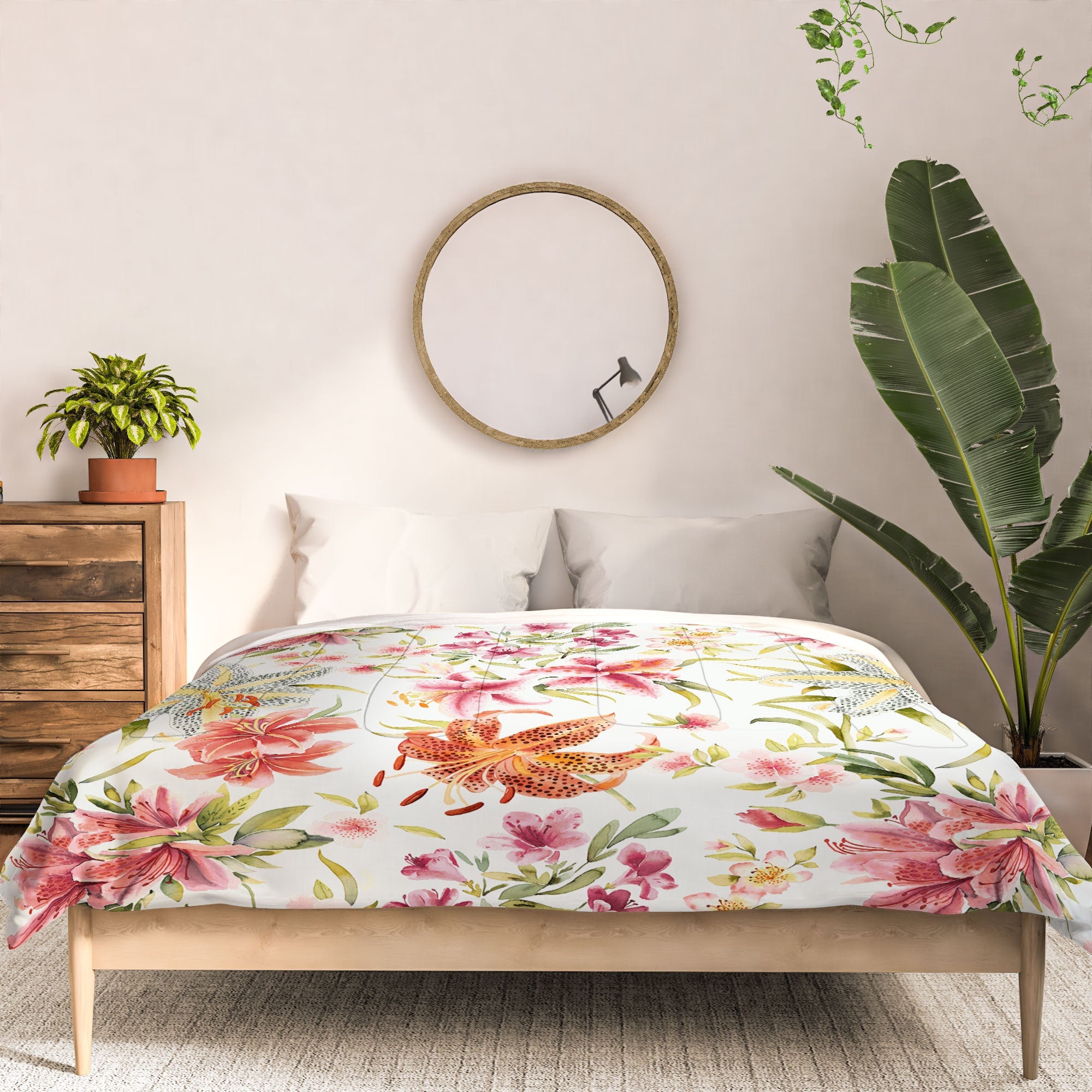 Ninola Design Botanic Retreat Lily Lush Floral Orange Green Comforter