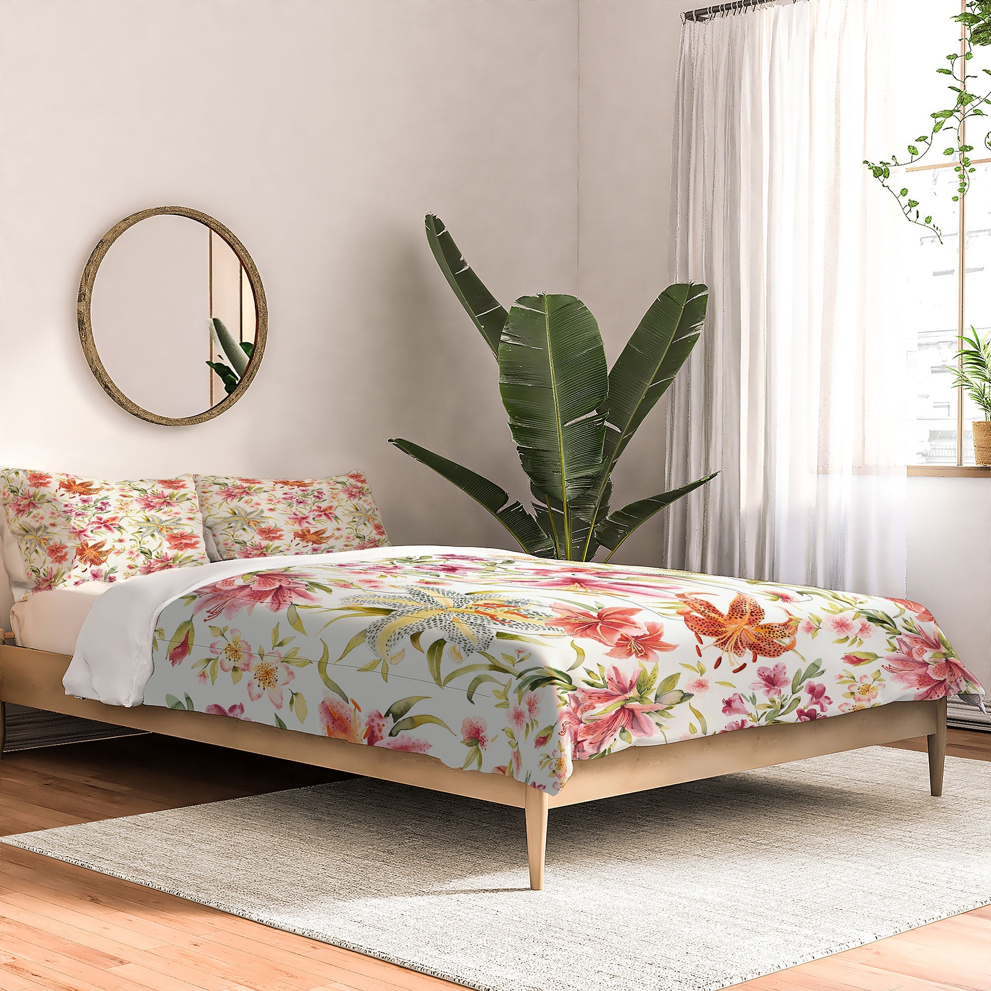 Ninola Design Botanic Retreat Lily Lush Floral Orange Green Comforter