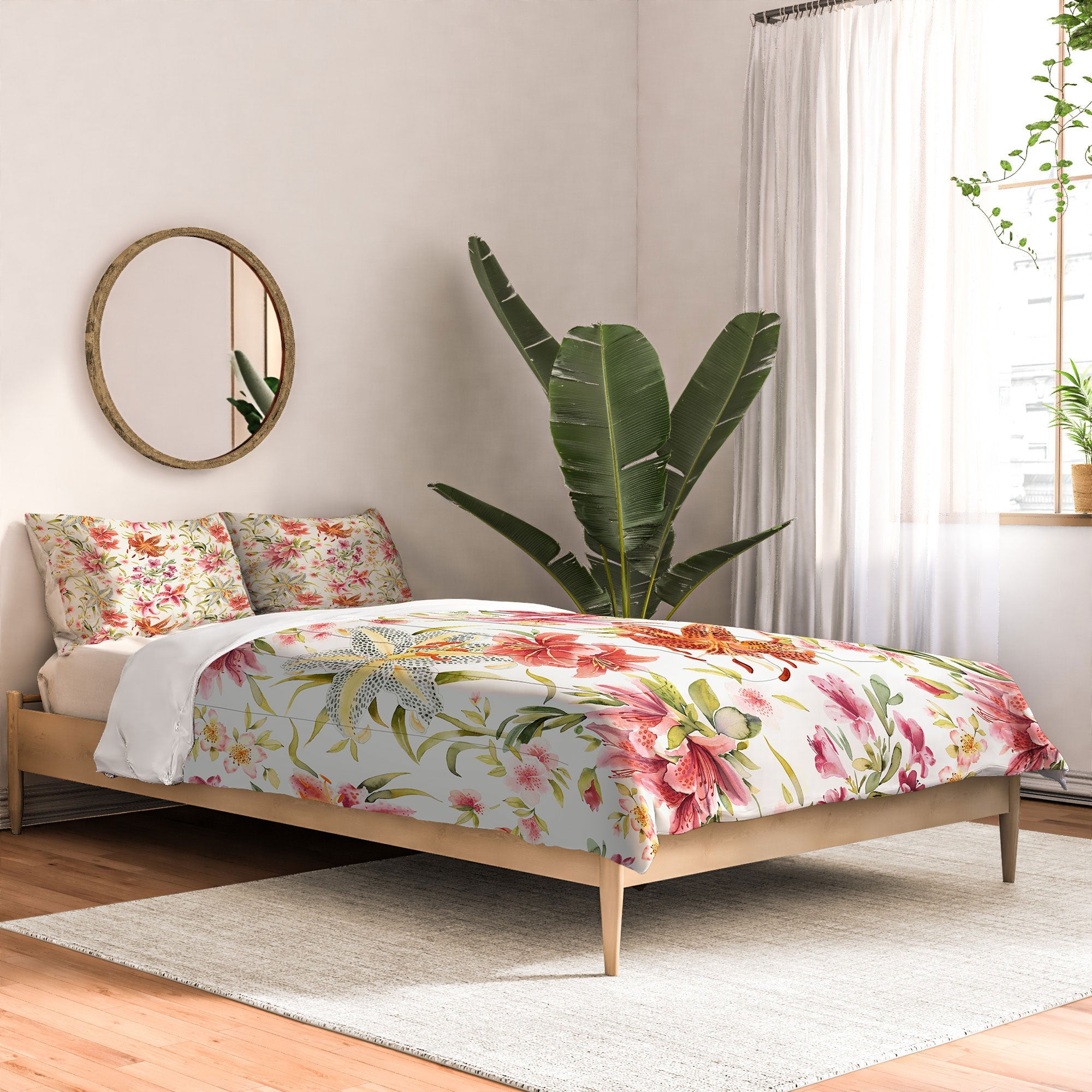 Ninola Design Botanic Retreat Lily Lush Floral Orange Green Comforter