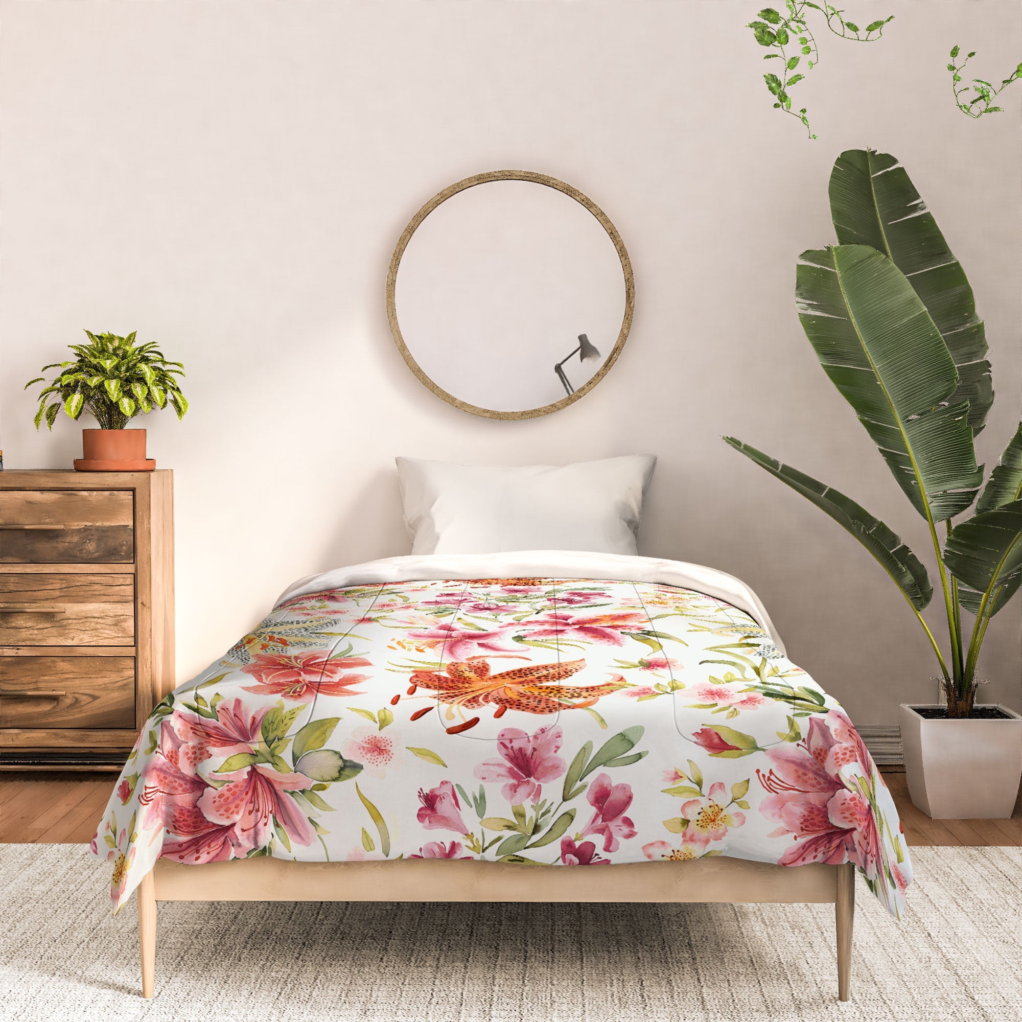 Ninola Design Botanic Retreat Lily Lush Floral Orange Green Comforter