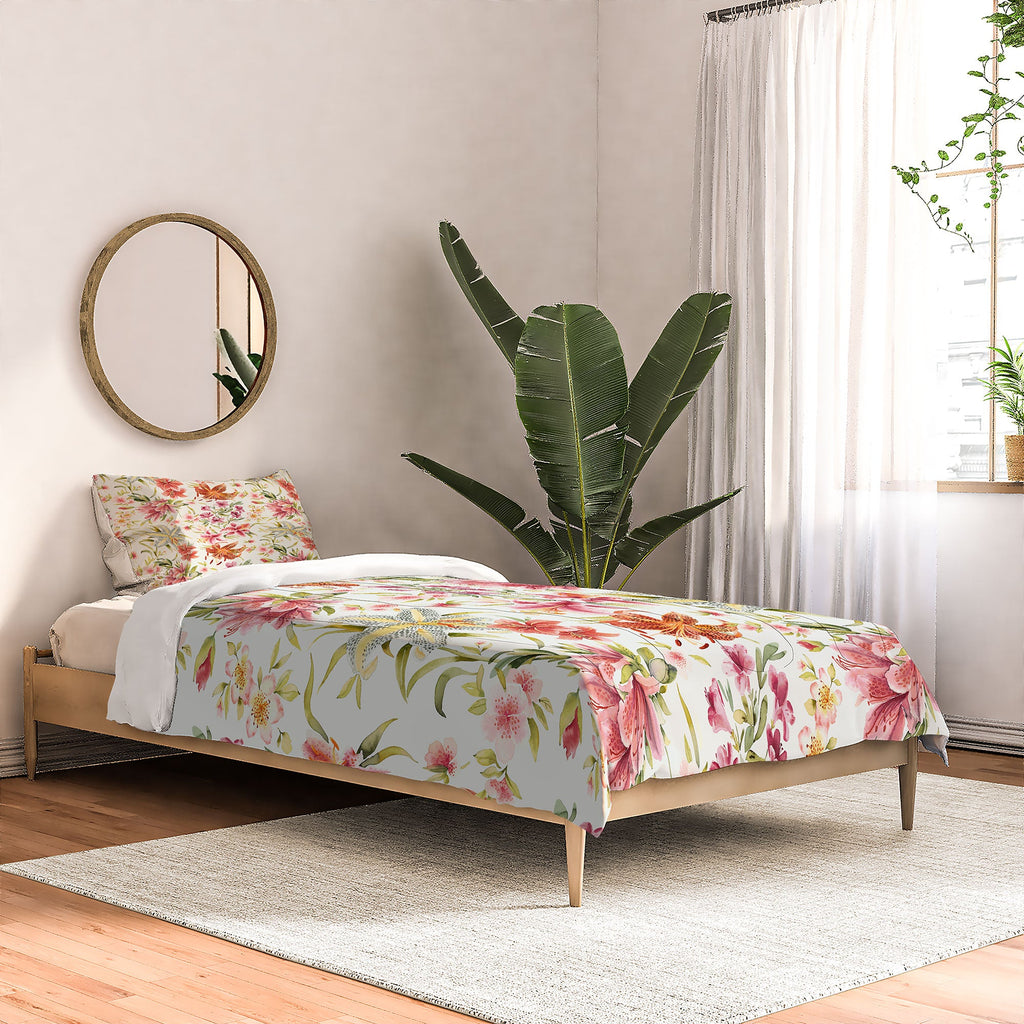 Ninola Design Botanic Retreat Lily Lush Floral Orange Green Comforter