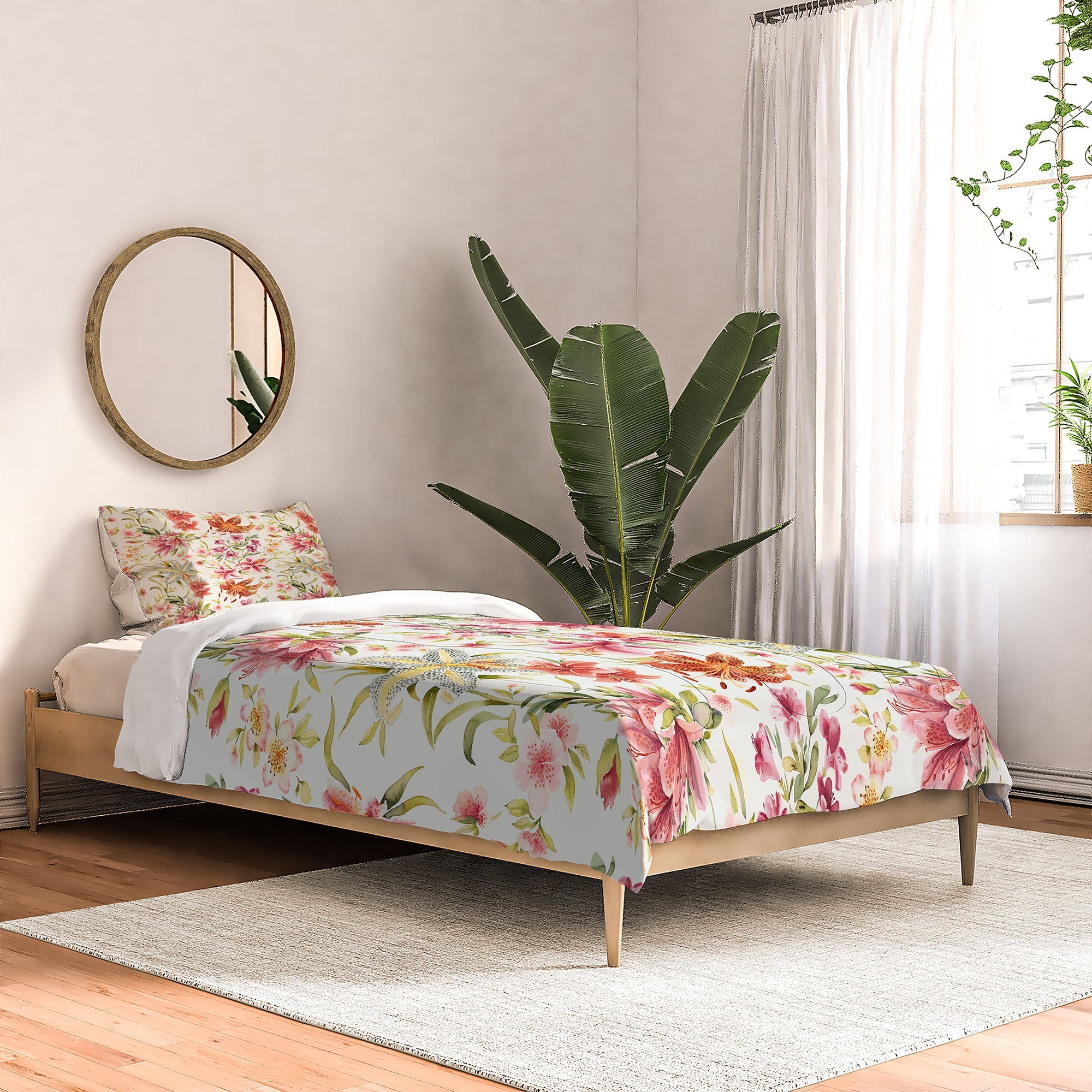 Ninola Design Botanic Retreat Lily Lush Floral Orange Green Comforter