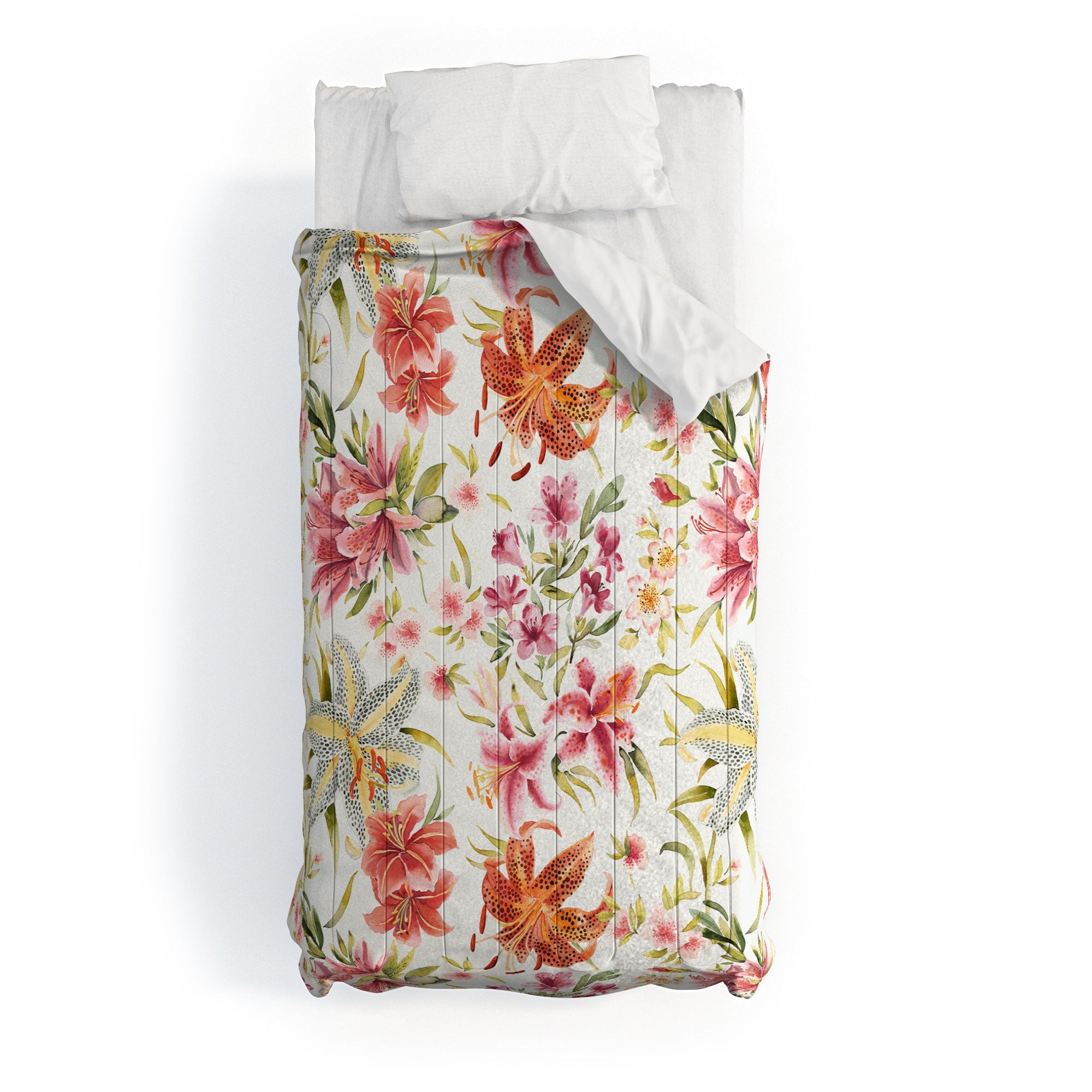 Ninola Design Botanic Retreat Lily Lush Floral Orange Green Comforter